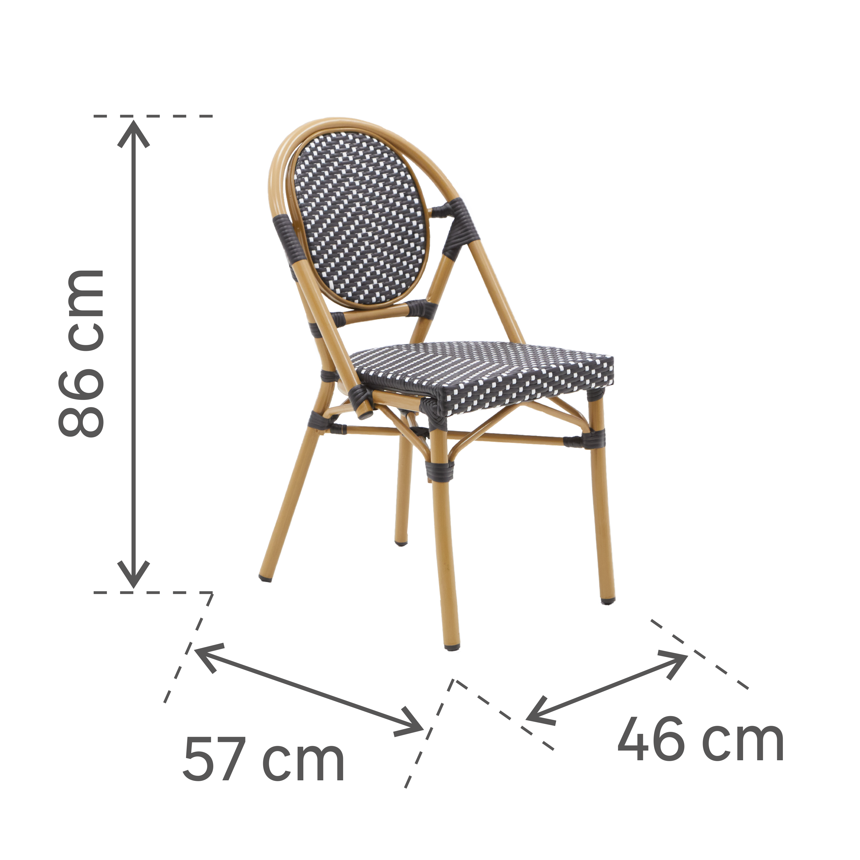 Chaise en aluminium et résine tressée, noir et blanc Paris NATERIAL - 5