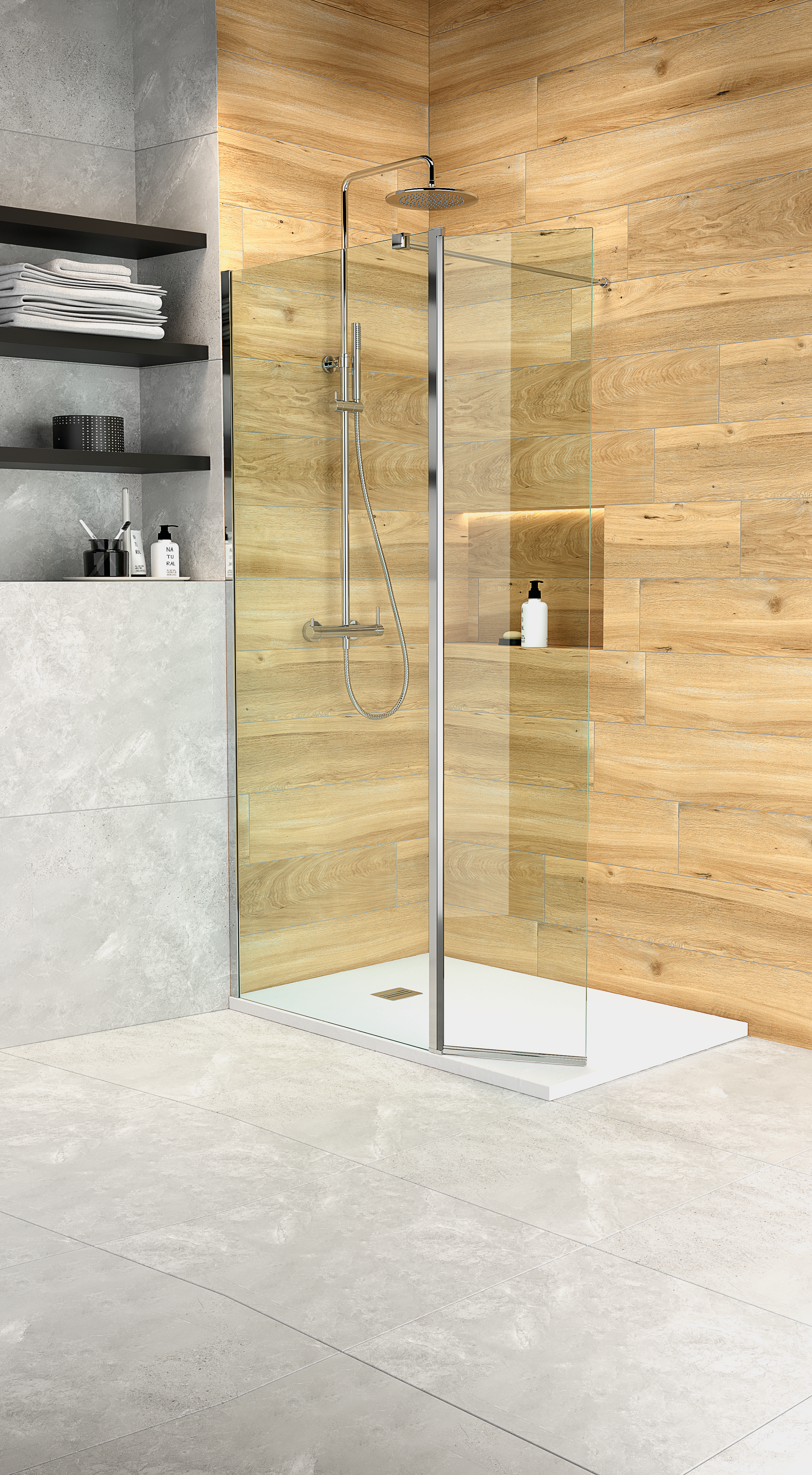 Kabina Walk-in Remix 80x200 transparentna profil chromowany Sensea - 4