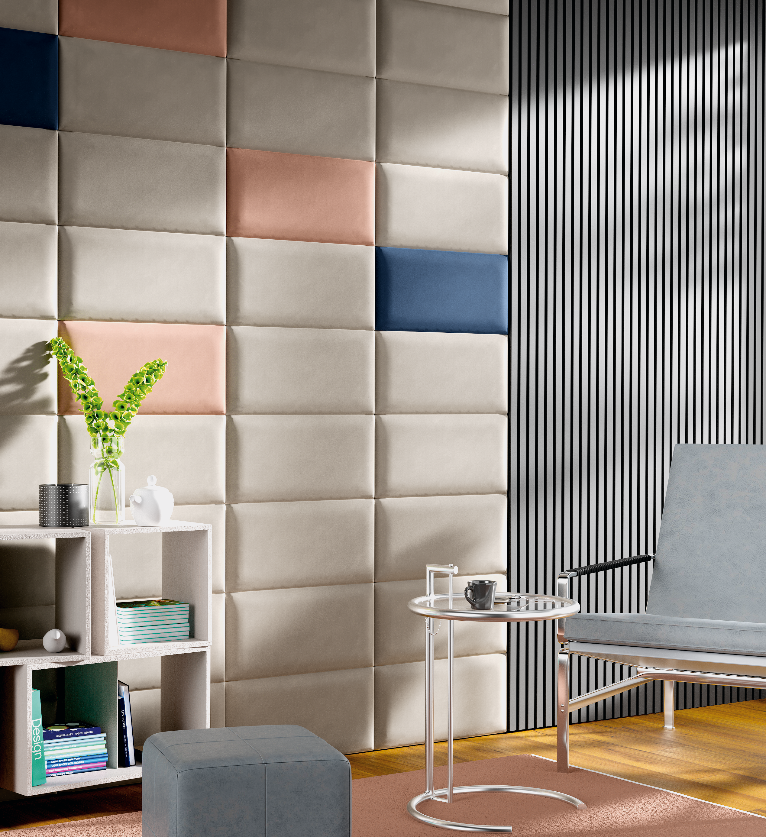 Panel ścienny tapicerowany prostokąt 60x30 cm Szary Mat 93 Stelle - 2