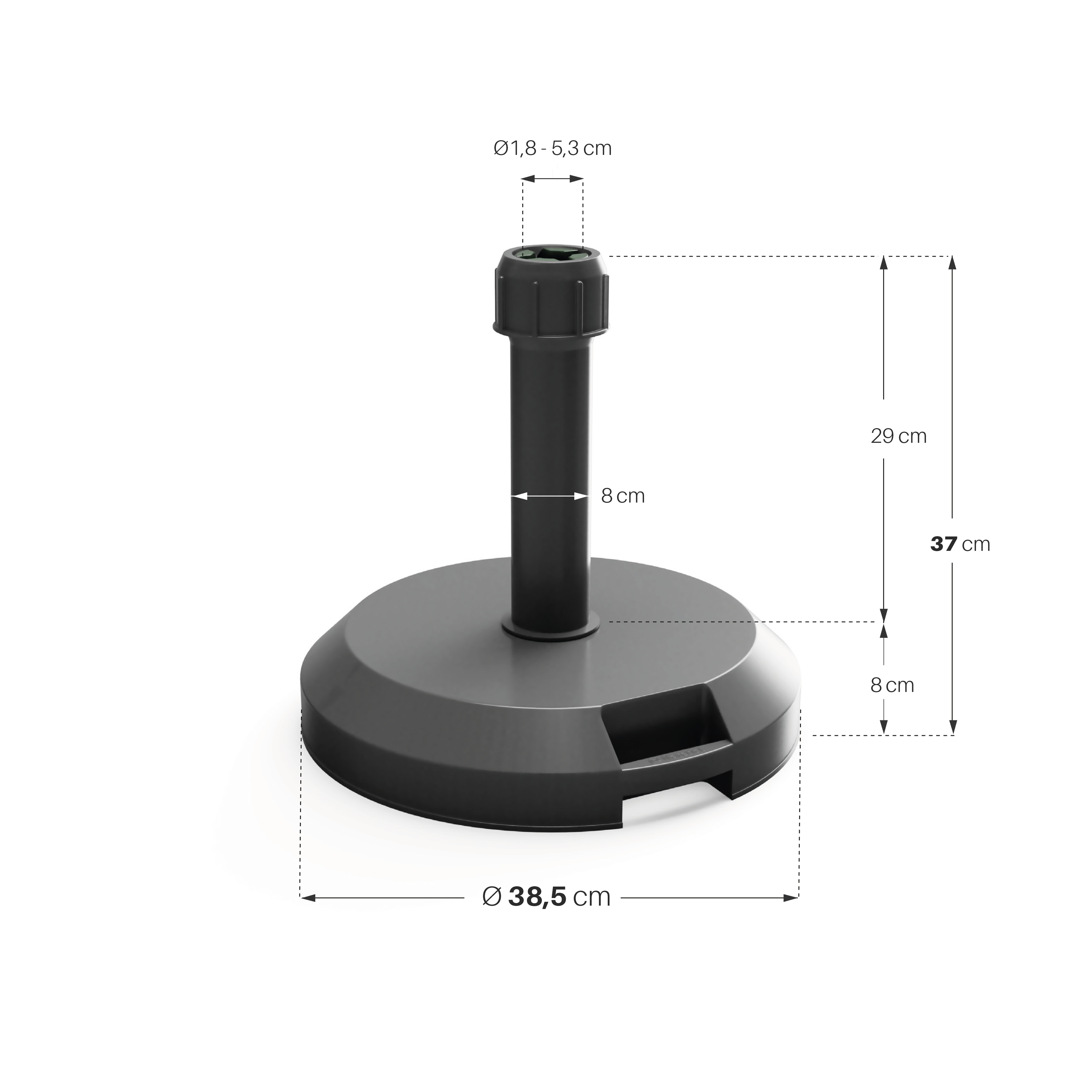 Base redonda para chapéu-sol 18 kg antracite Naterial - 7