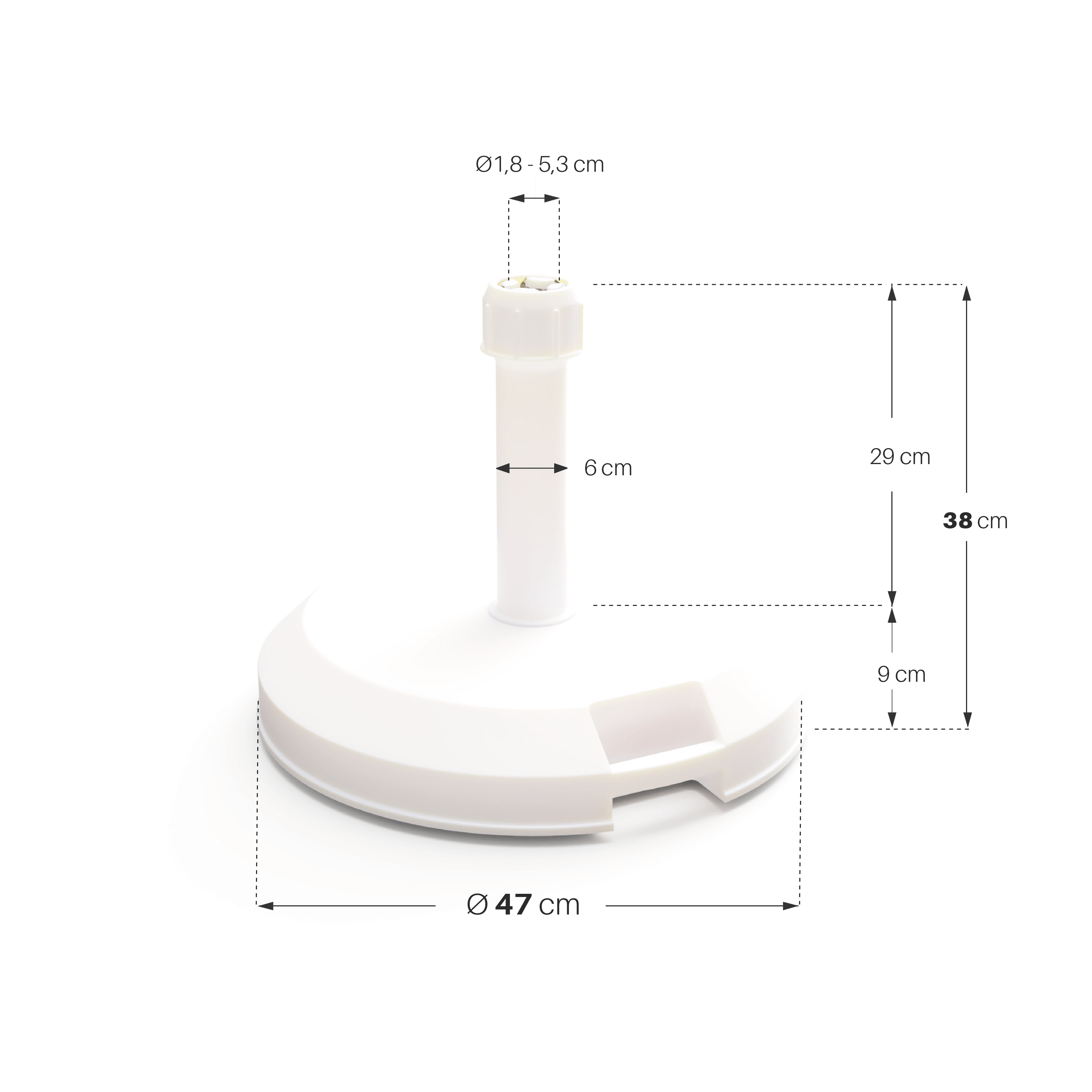 Base redonda para chapéu-sol 29 kg branco Naterial - 7