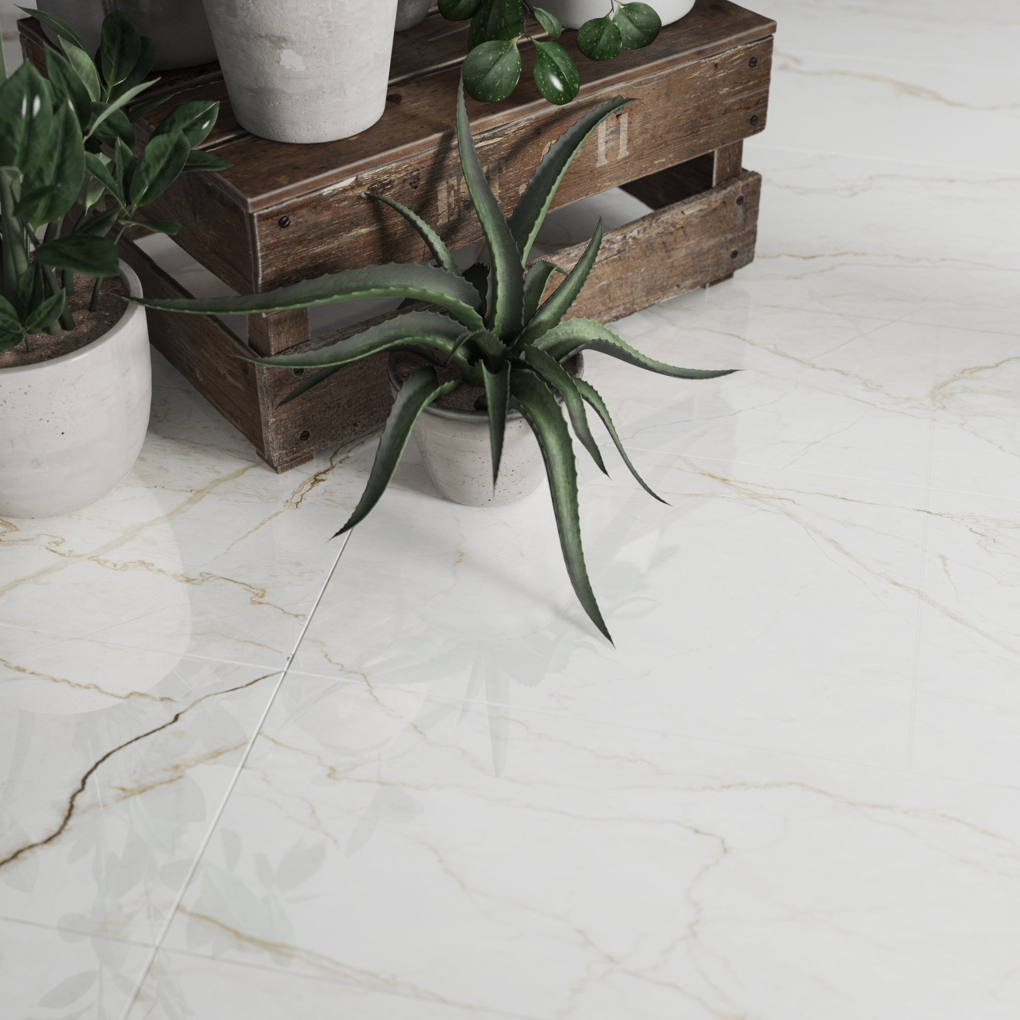 Suelo/azulejo porcelánico efecto mármol blanco 120x60 cm artens