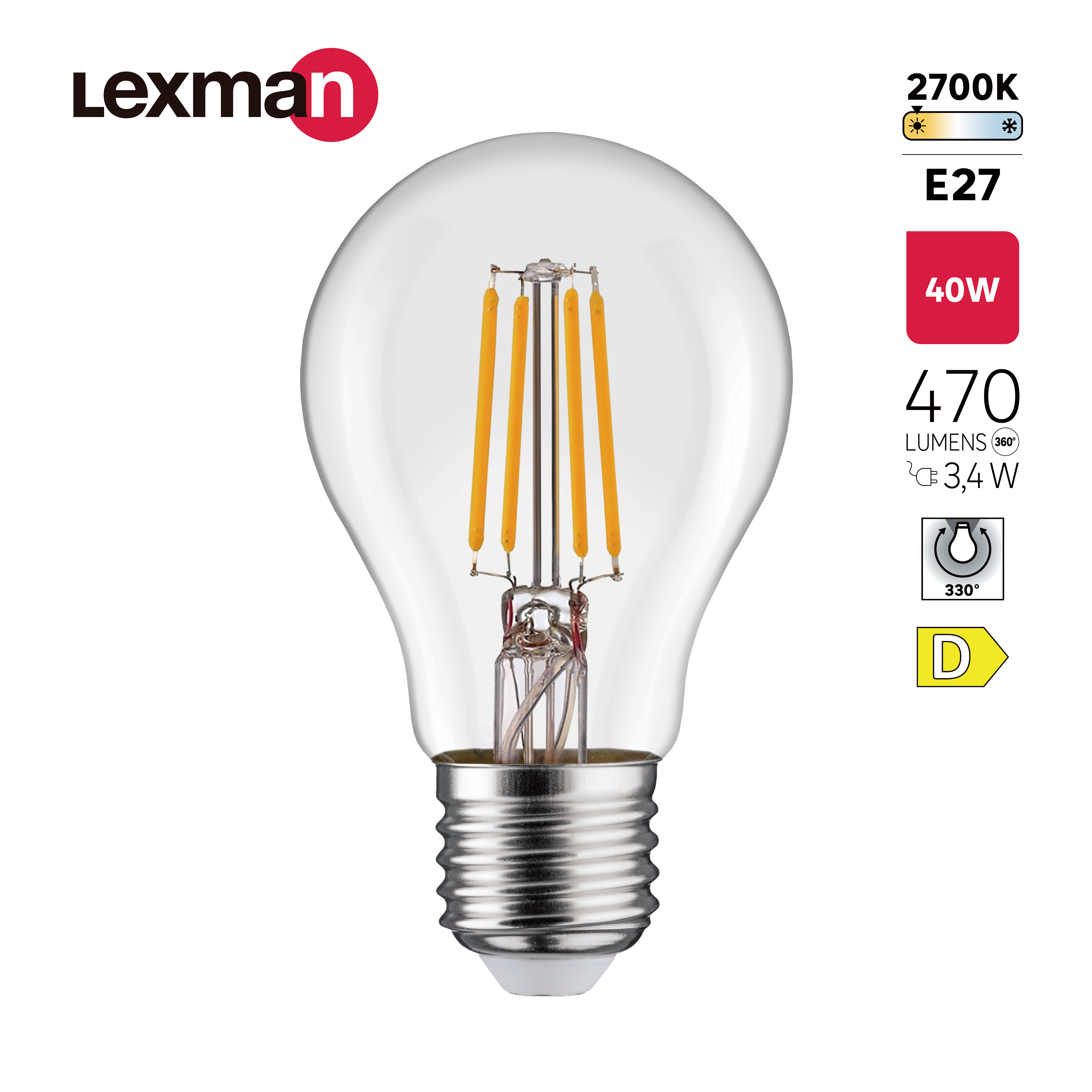 Lâmpada LED filamento A60 E27 470 lm 2700 k Lexman - 5