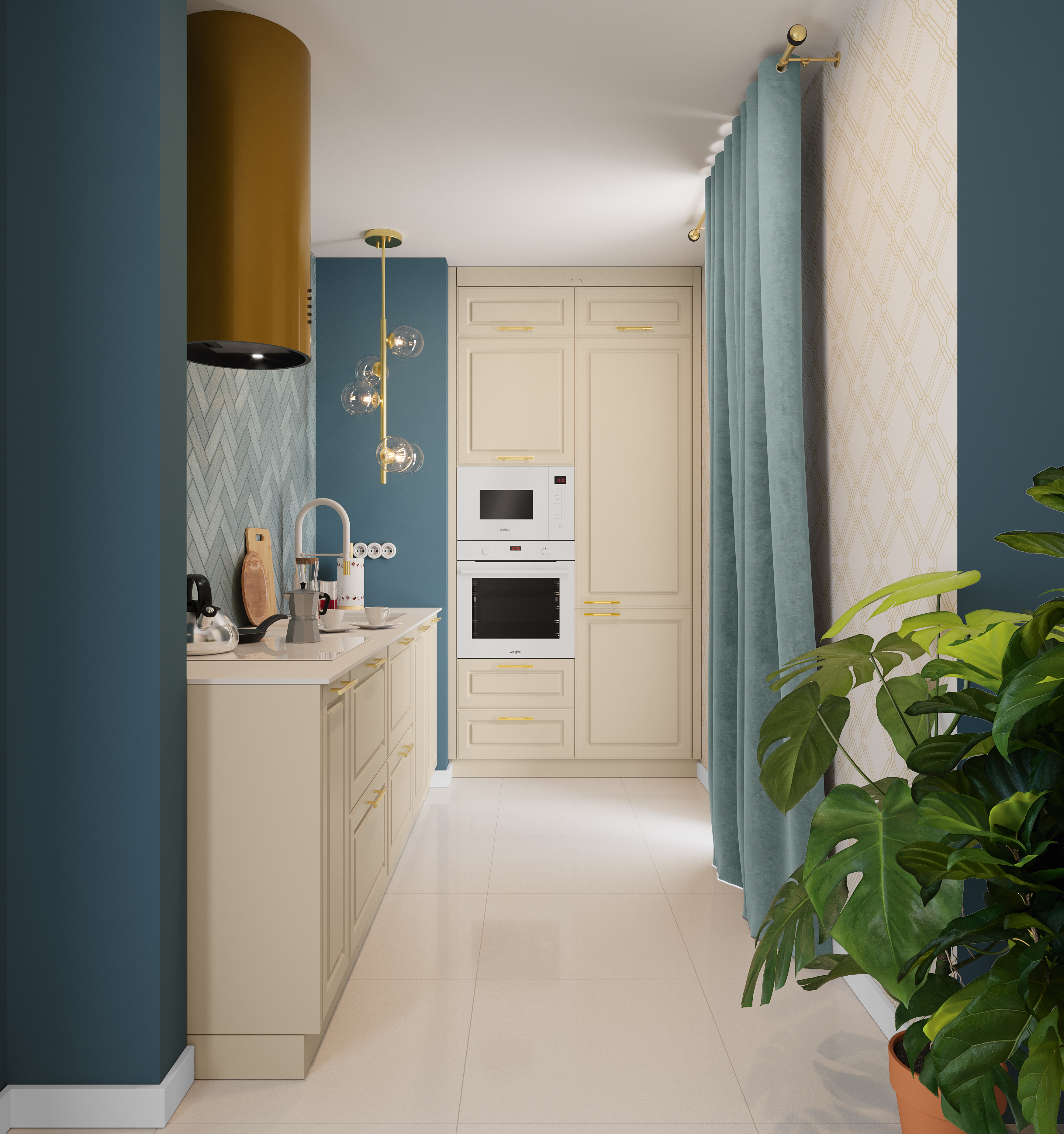 Zasłona welurowa Dubbo niebieska 140 x 280 cm na przelotkach Inspire - 9