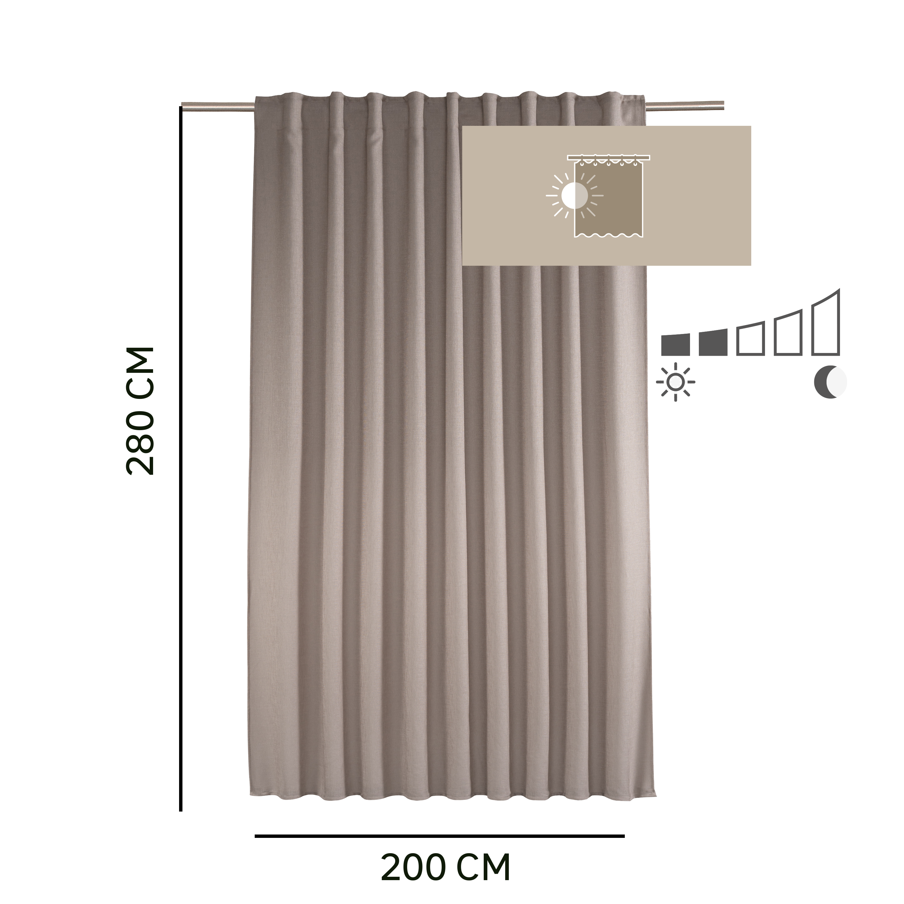 Zasłona Gita trench bezowa 200 x 280 cm na taśmie Inspire - 14