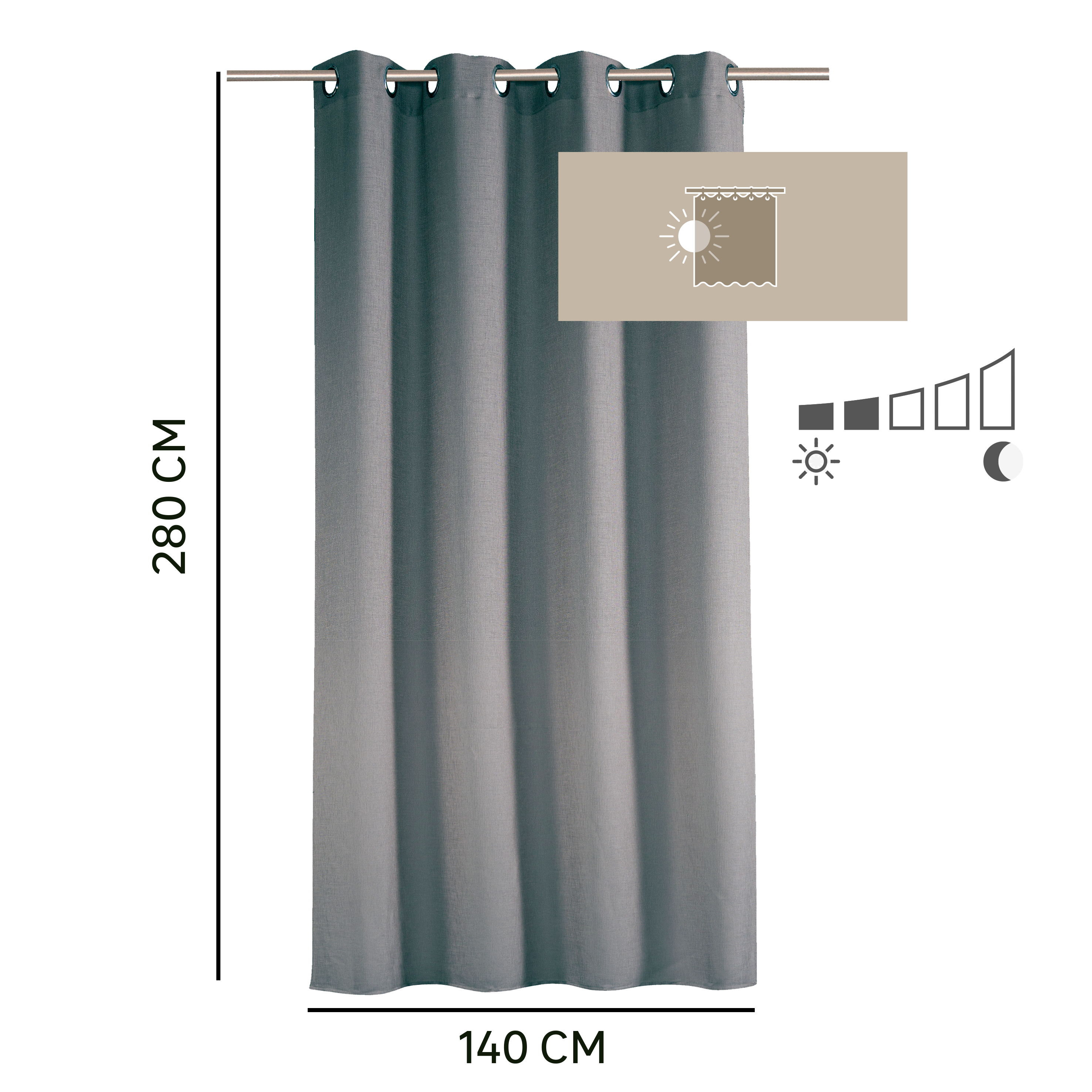 Tenda INSPIRE Gita grigio, occhiello 140x280 cm - 8