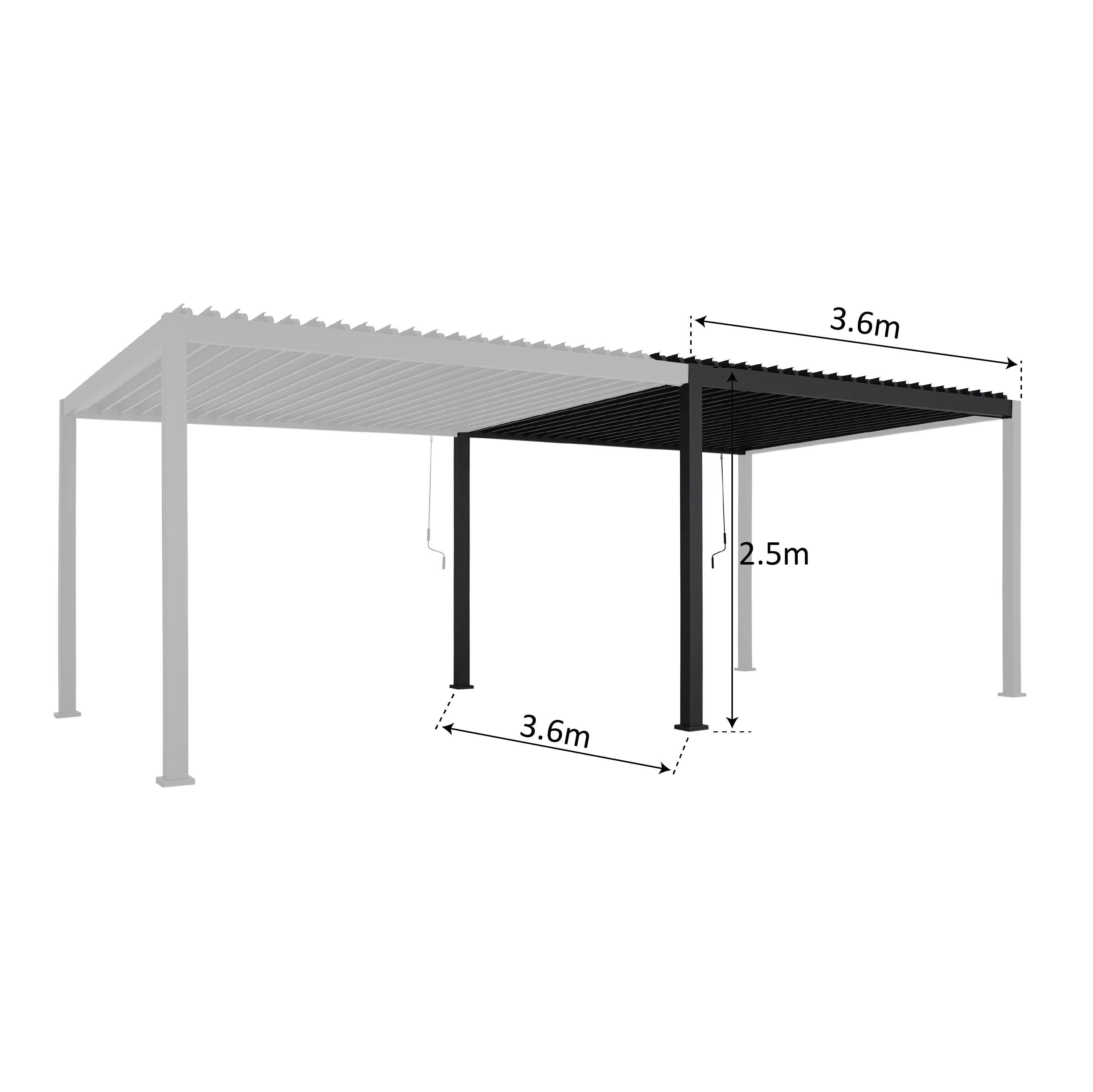 Extension pergola Modus NATERIAL en aluminium gris foncé, 12.96 m² - 5