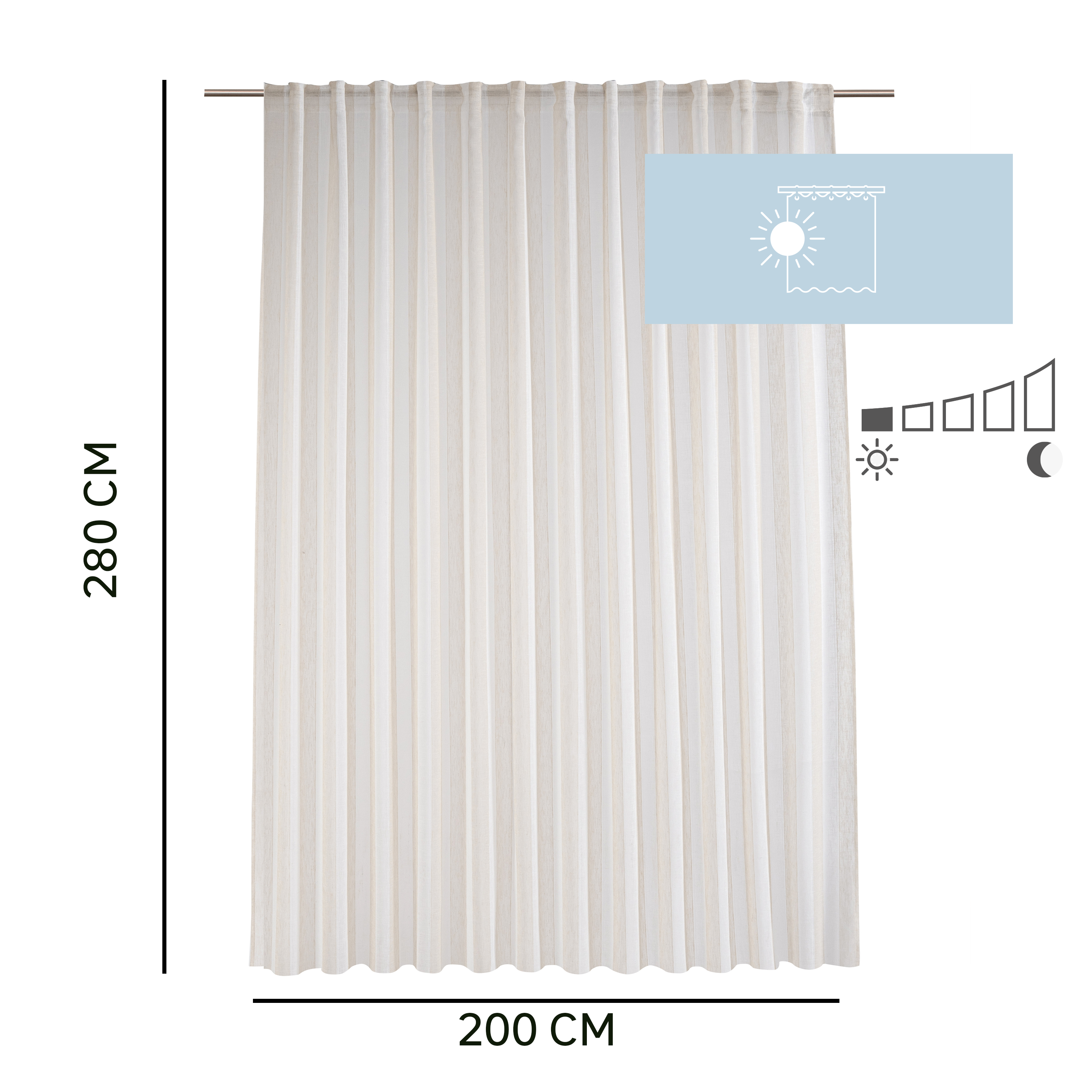 Firana na taśmie Tamara 200 x 280 cm biało-beżowa Inspire - 6