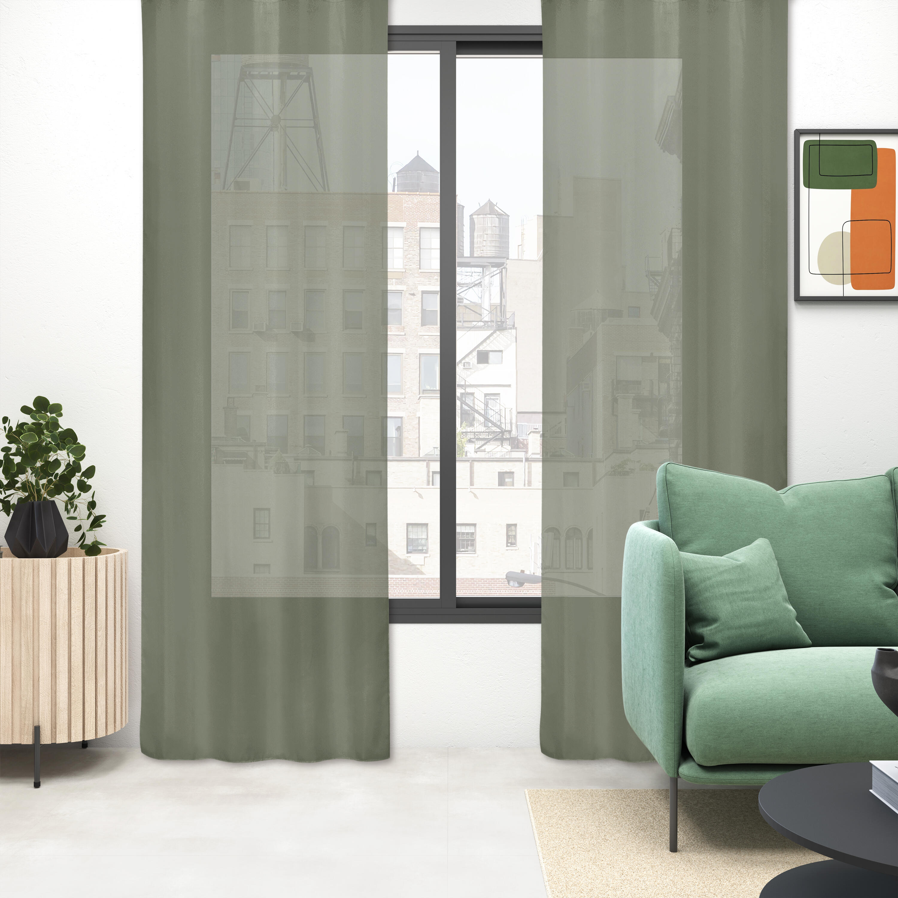 Firana na taśmie Polyone Forest zielona 300 x 280 cm Inspire - 8