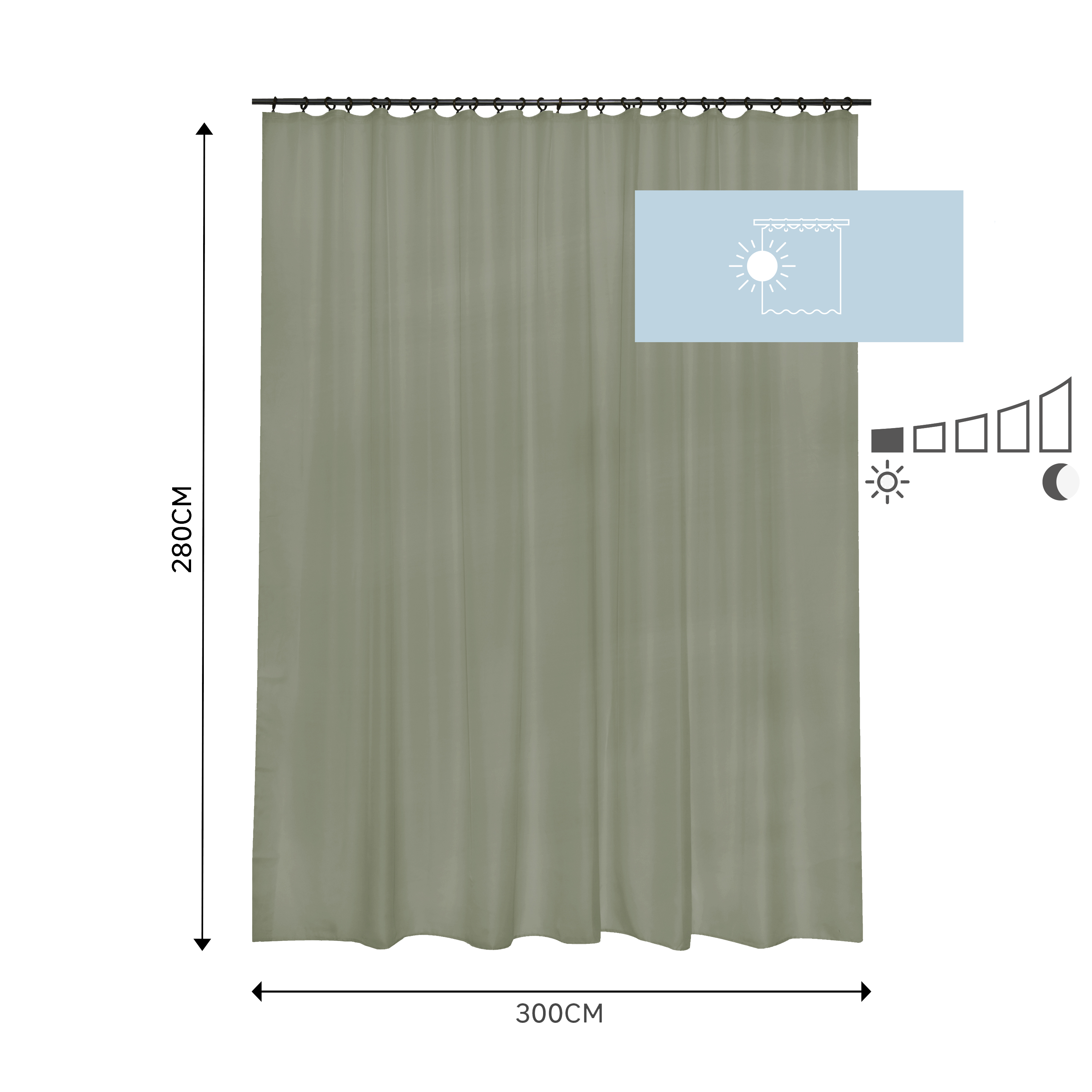 Firana na taśmie Polyone Forest zielona 300 x 280 cm Inspire - 12