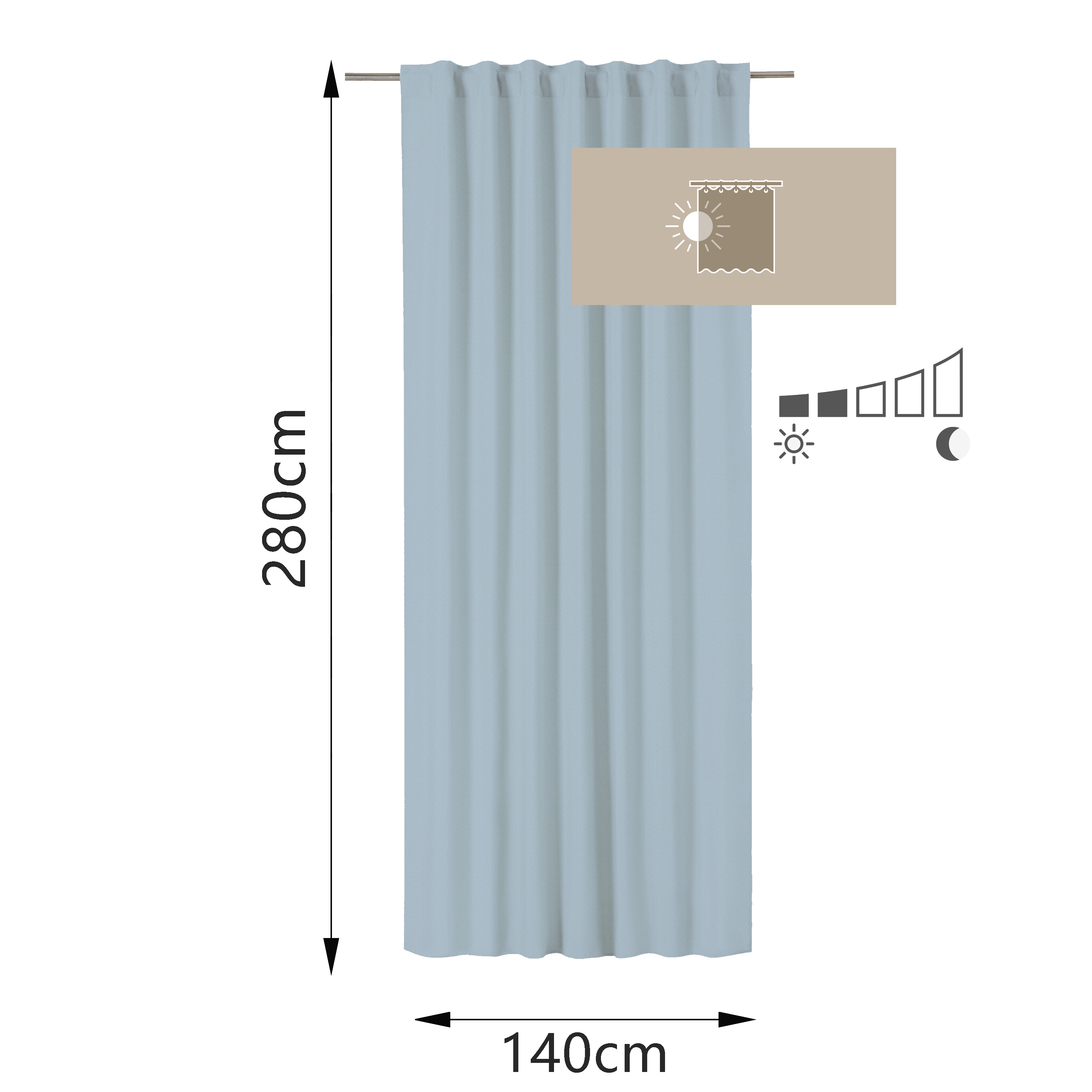 Zasłona Pharell Fjord niebieska 140 x 280 cm na taśmie Inspire - 10