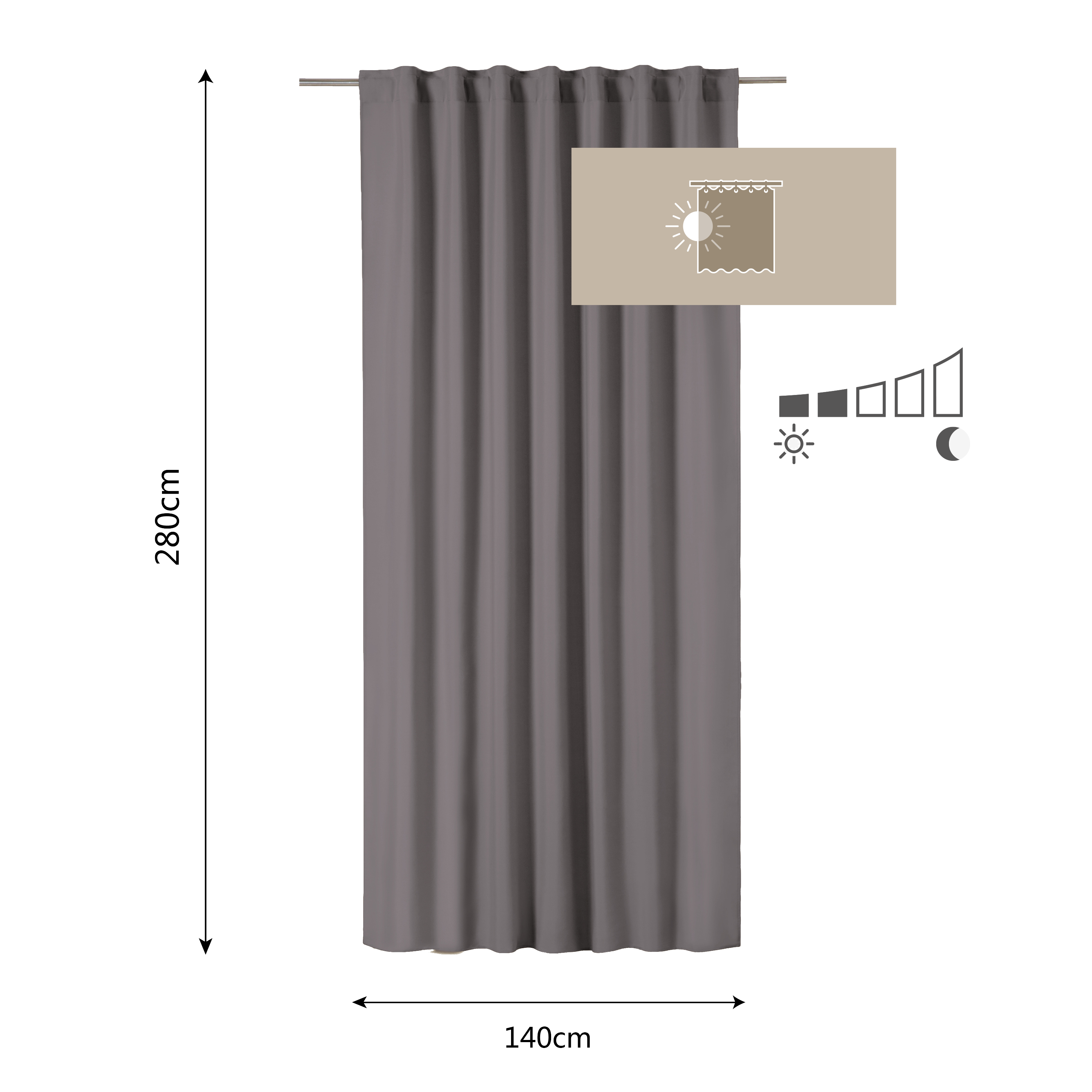 Zasłona Pharell Fossil brązowa 140 x 280 cm na taśmie Inspire - 4