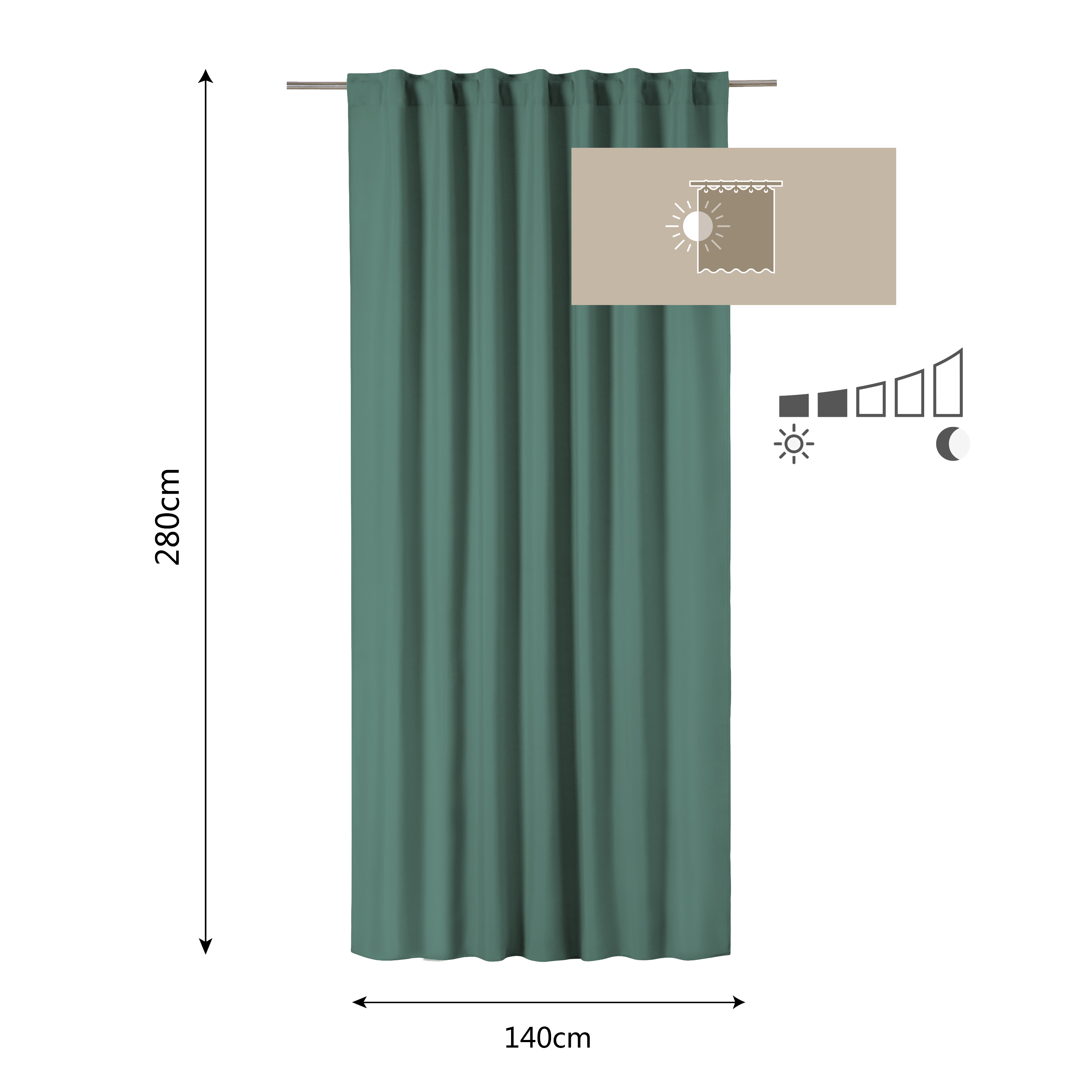 Zasłona Pharell Cactus zielona 140 x 280 cm na taśmie Inspire - 17