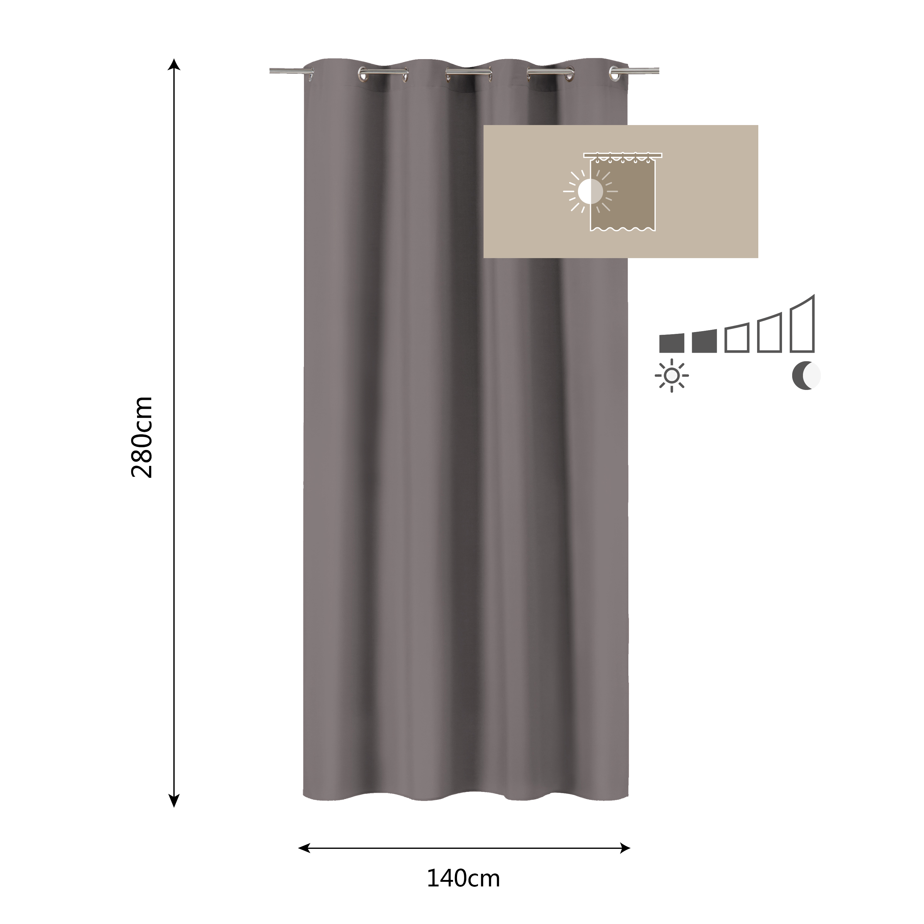 Rideau tamisant, Pharell, gris H.280 x l.140 cm INSPIRE - 2