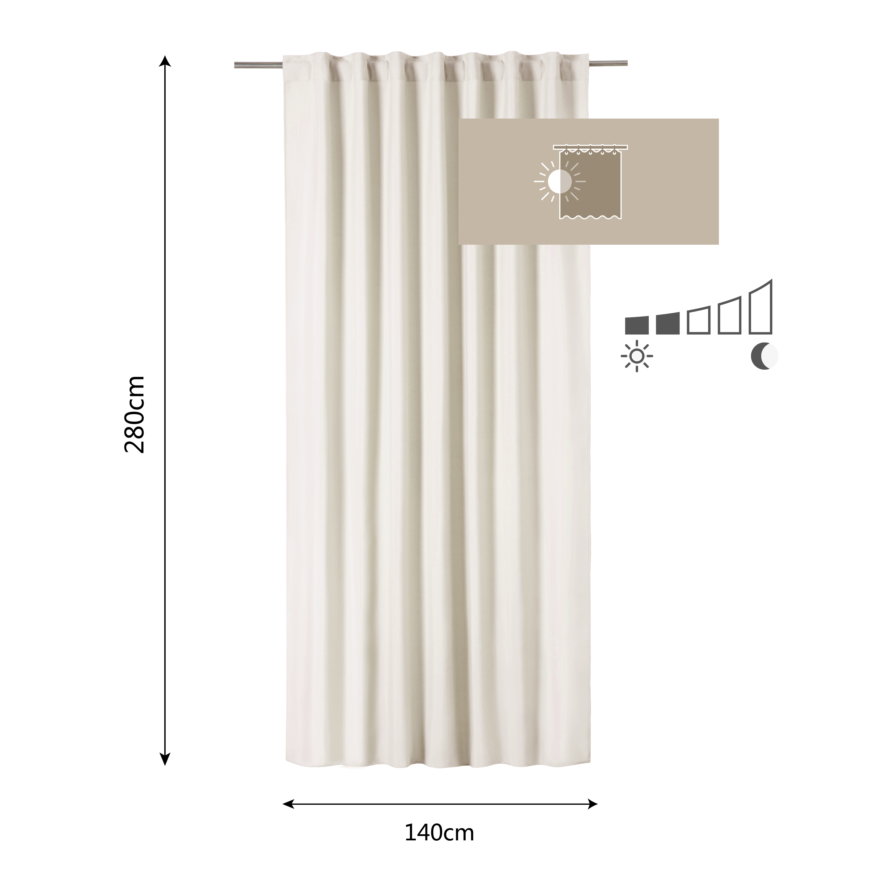 Cortinado fita e/ou presilha Pharell 140x280cm branco Inspire - 8