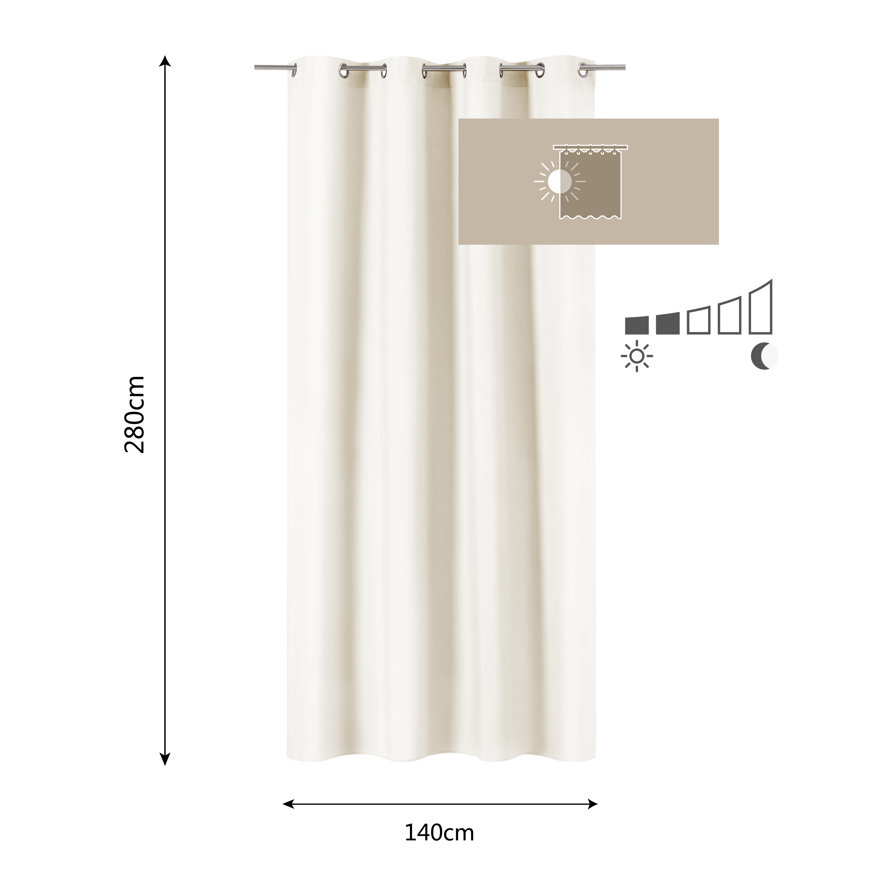 Rideau tamisant, Pharell, blanc H.280 x l.140 cm INSPIRE - 2
