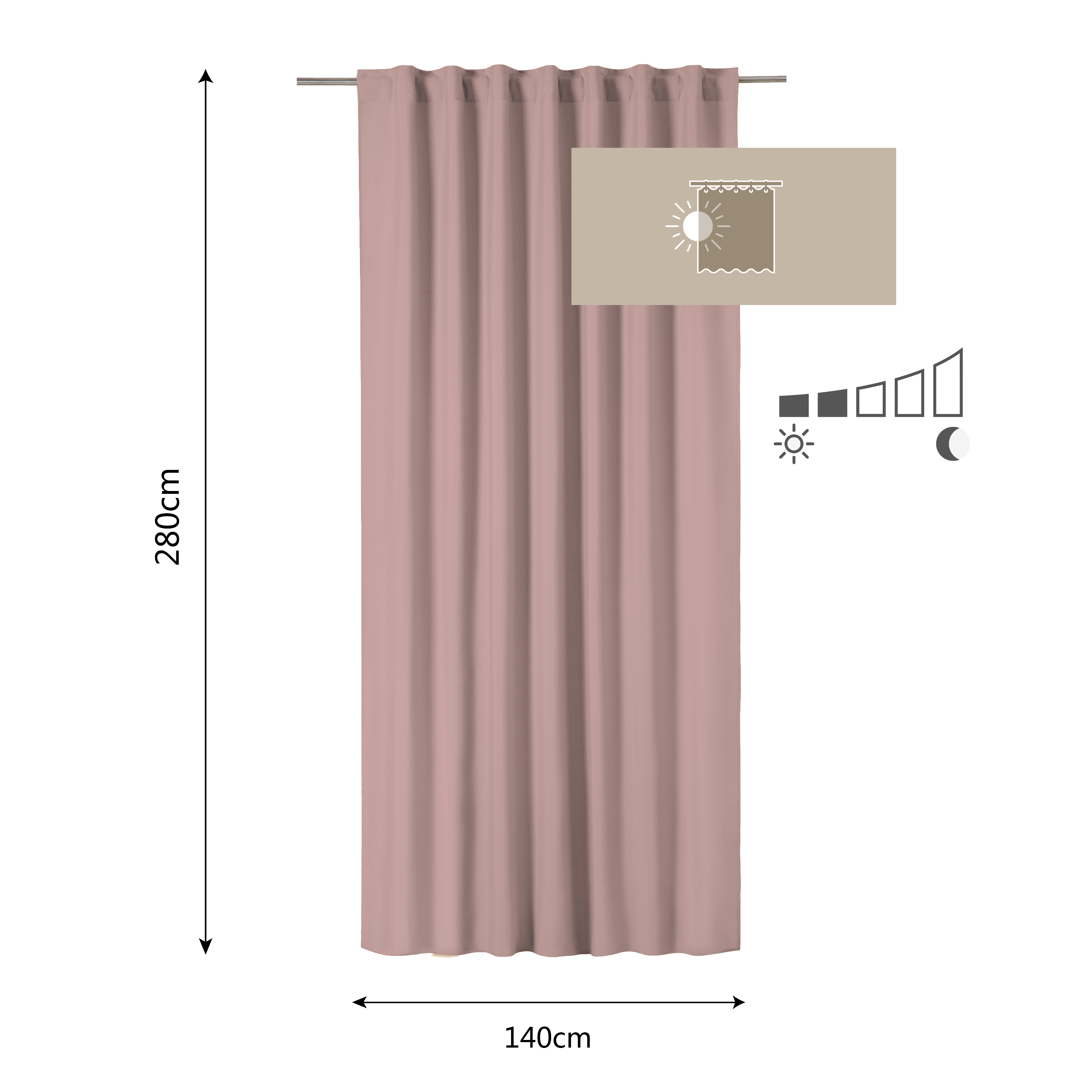 Zasłona Pharell Bistro różowa 140 x 280 cm na taśmie Inspire - 14