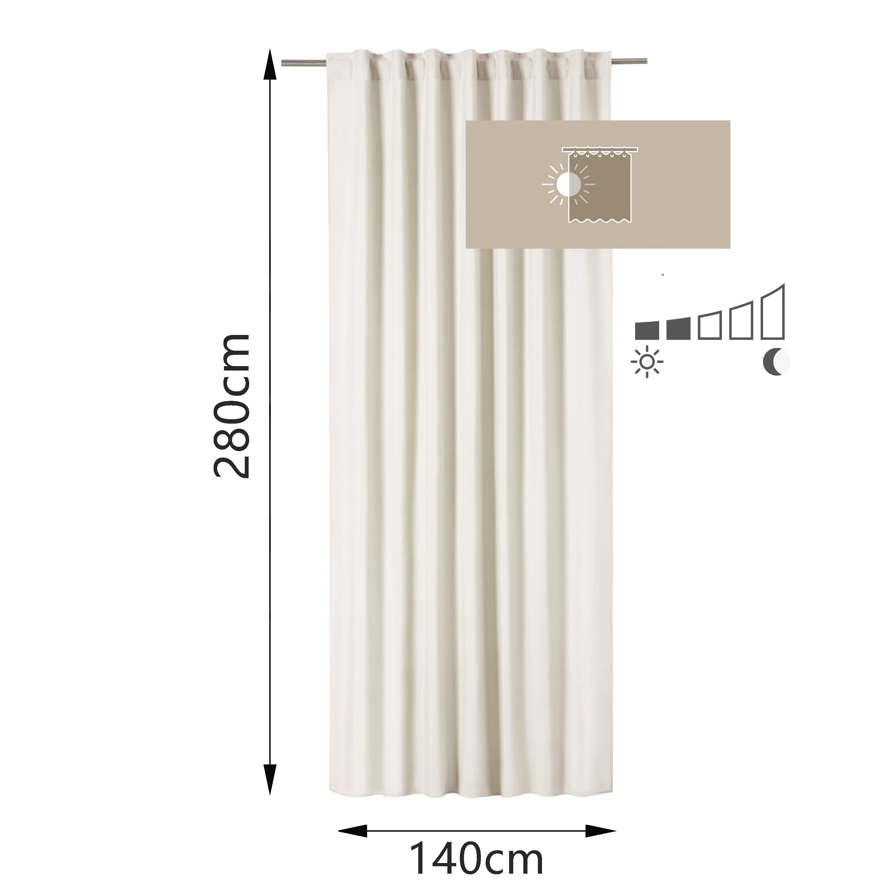 Zasłona Pharell Trench beżowa 140 x 280 cm na taśmie Inspire - 9