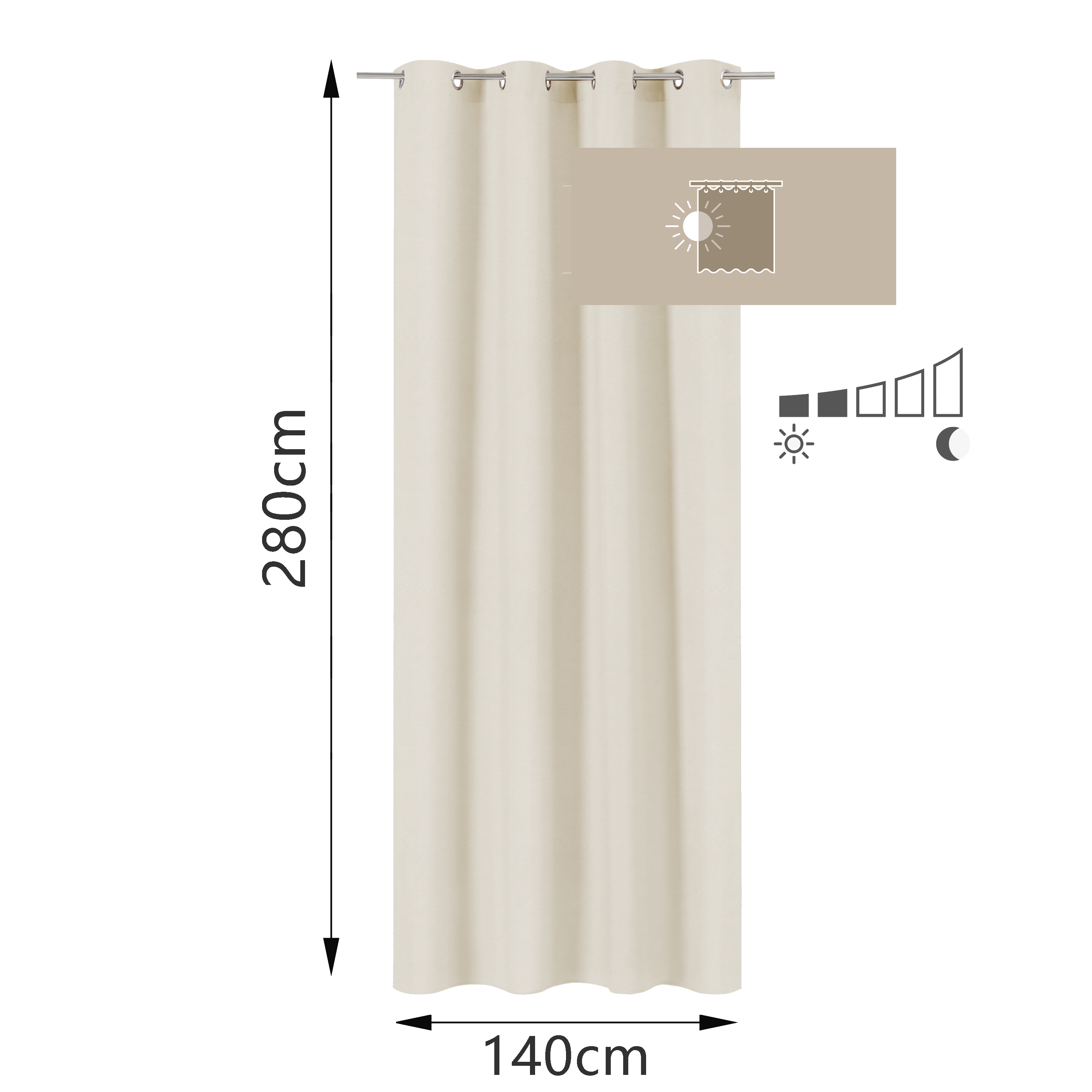 Cortinado ilhós Pharell 140x280cm trench 6 Inspire - 6