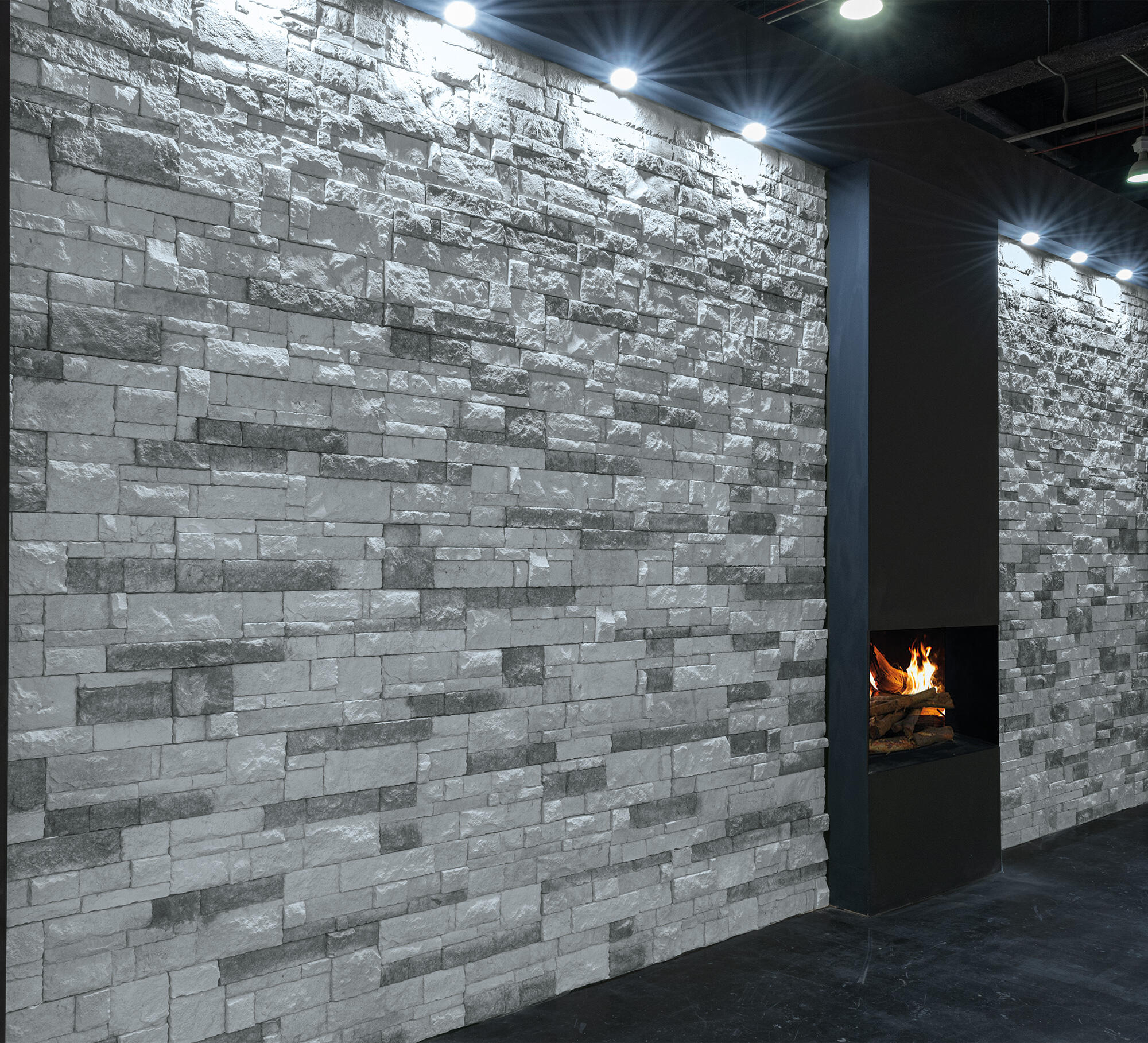 Revestimiento hormigón aligerado aspecto piedra 20x60 cm sierra nevada ceniza