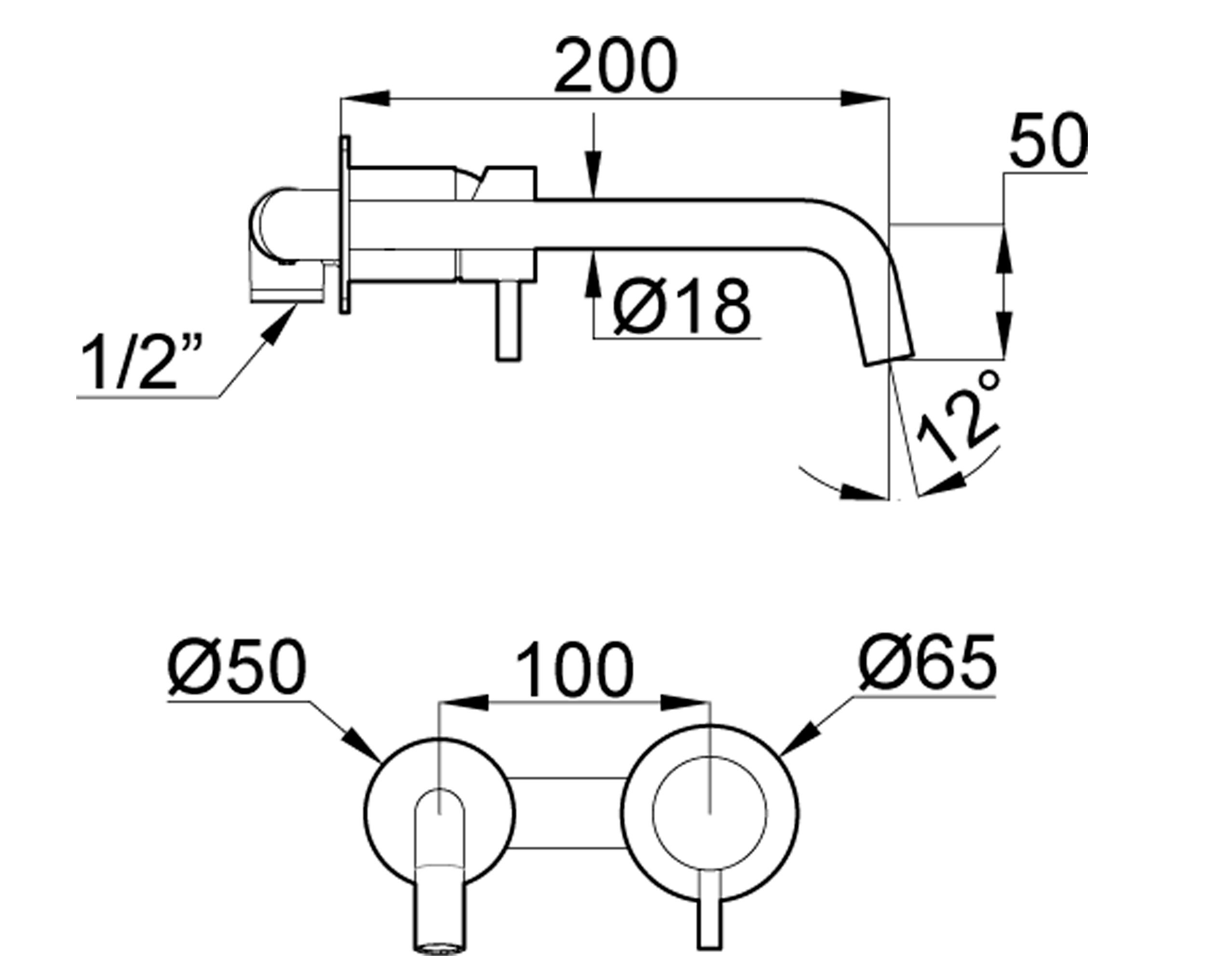 Grifo de lavabo empotrado MAIER LOOK monomando negro mate. Apertura en frío. Latón.  - 2