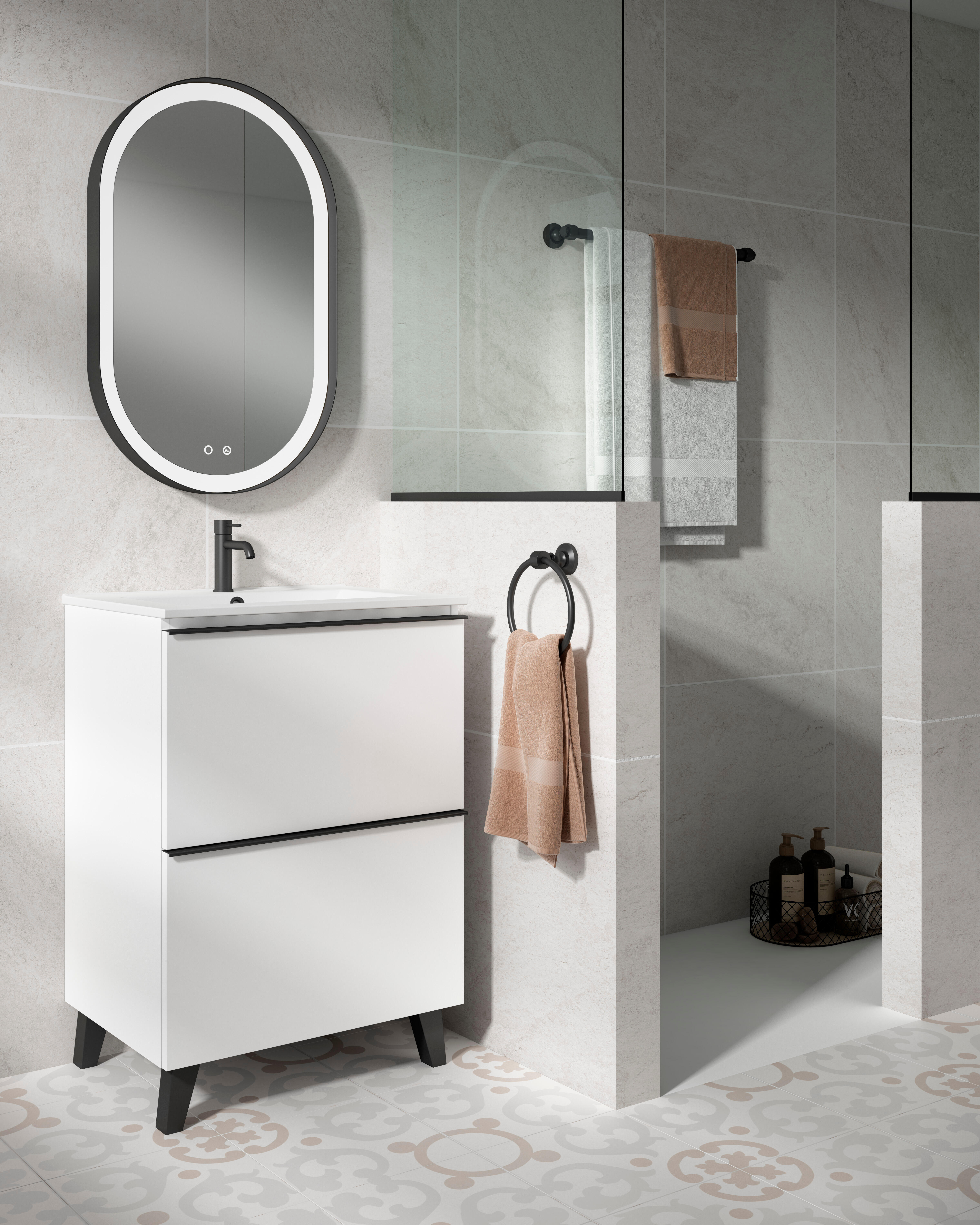 Mueble de baño con lavabo bora blanco mate 60x45 cm