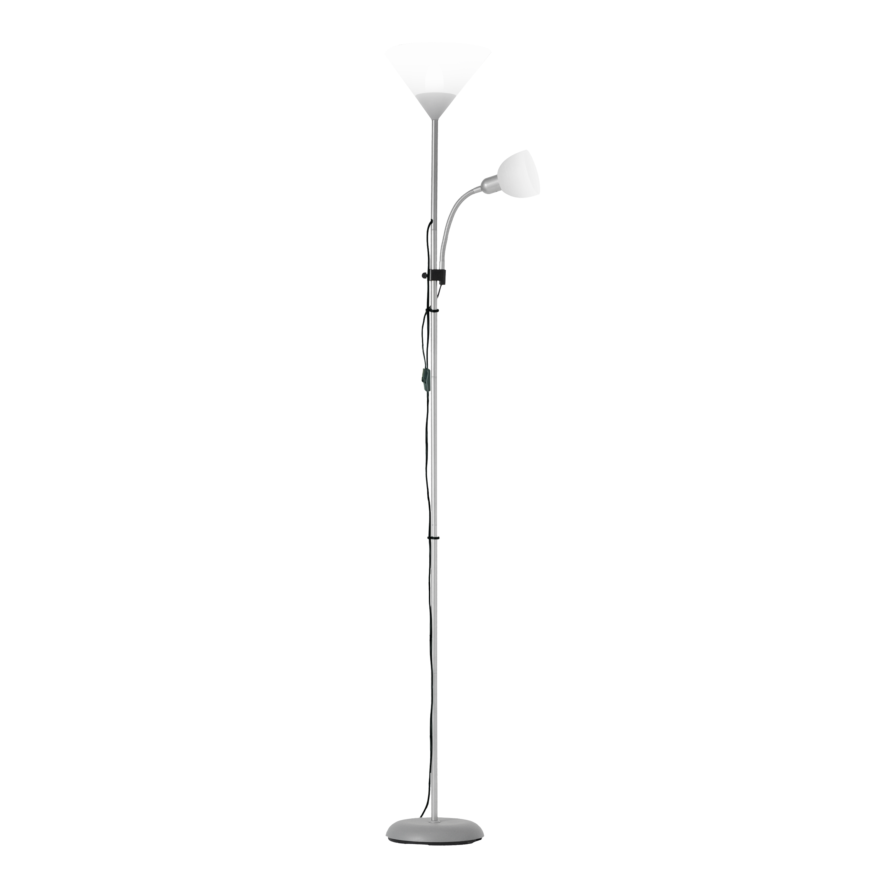 Lampa podłogowa z lampką do czytania Basic srebrna E27 + E14 - 5