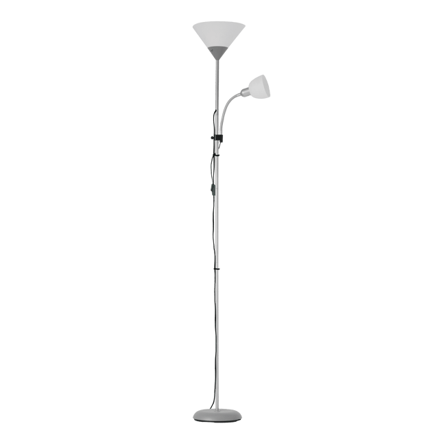 Lampa podłogowa z lampką do czytania Basic srebrna E27 + E14