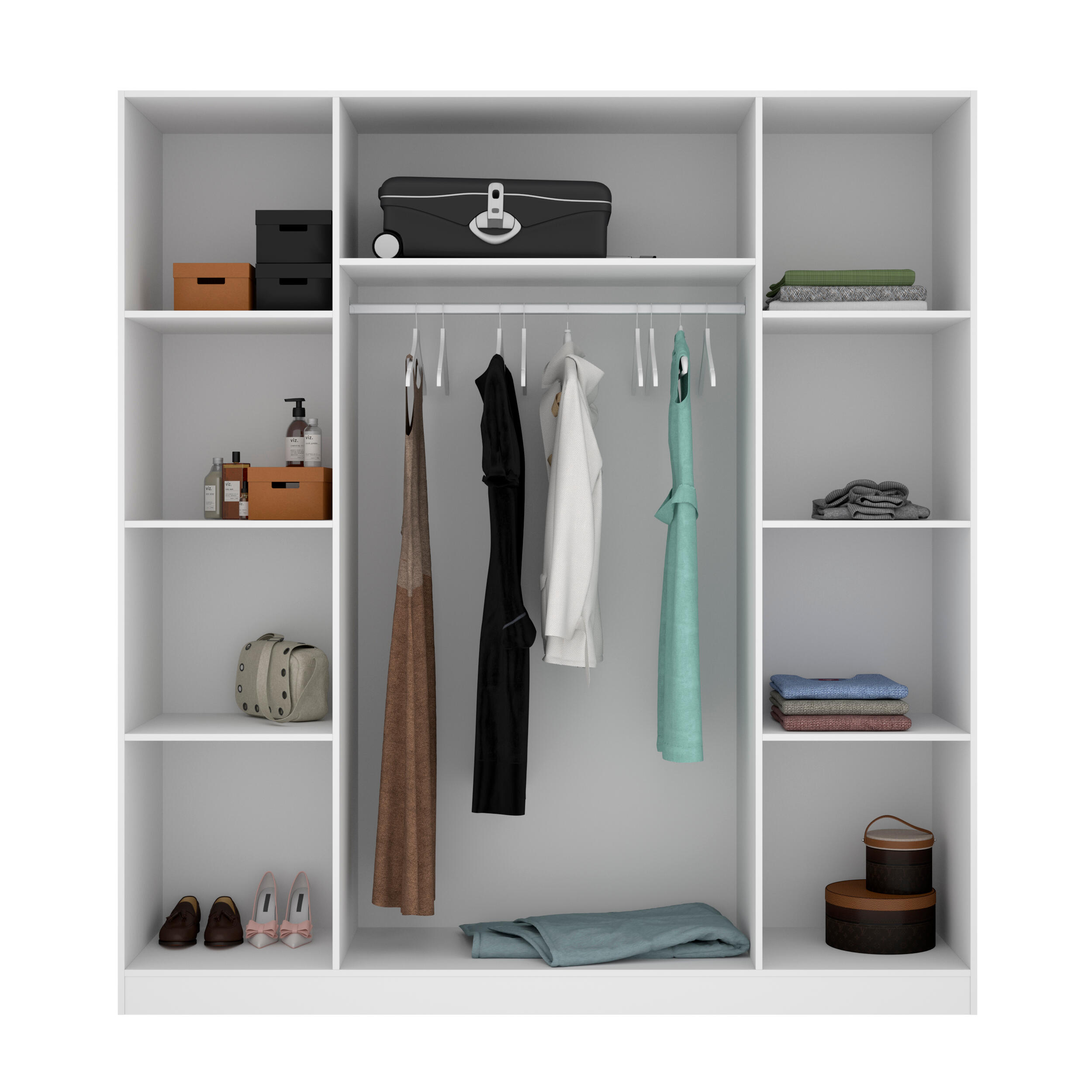 Armario puerta abatible Basic 200x215x52cm con 4 puertas color blanco - 4