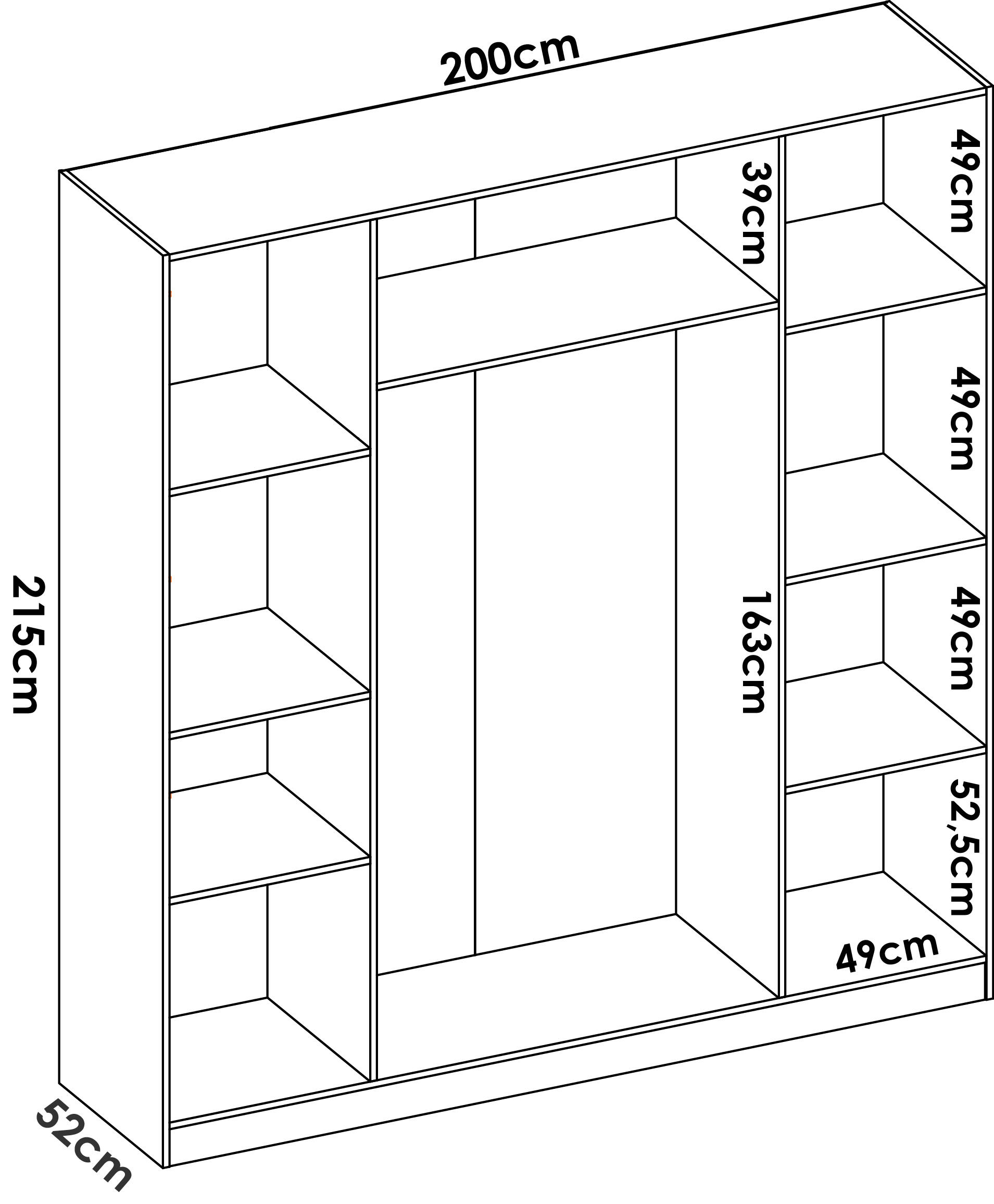 Armario puerta abatible Basic 200x215x52cm con 4 puertas color blanco - 5