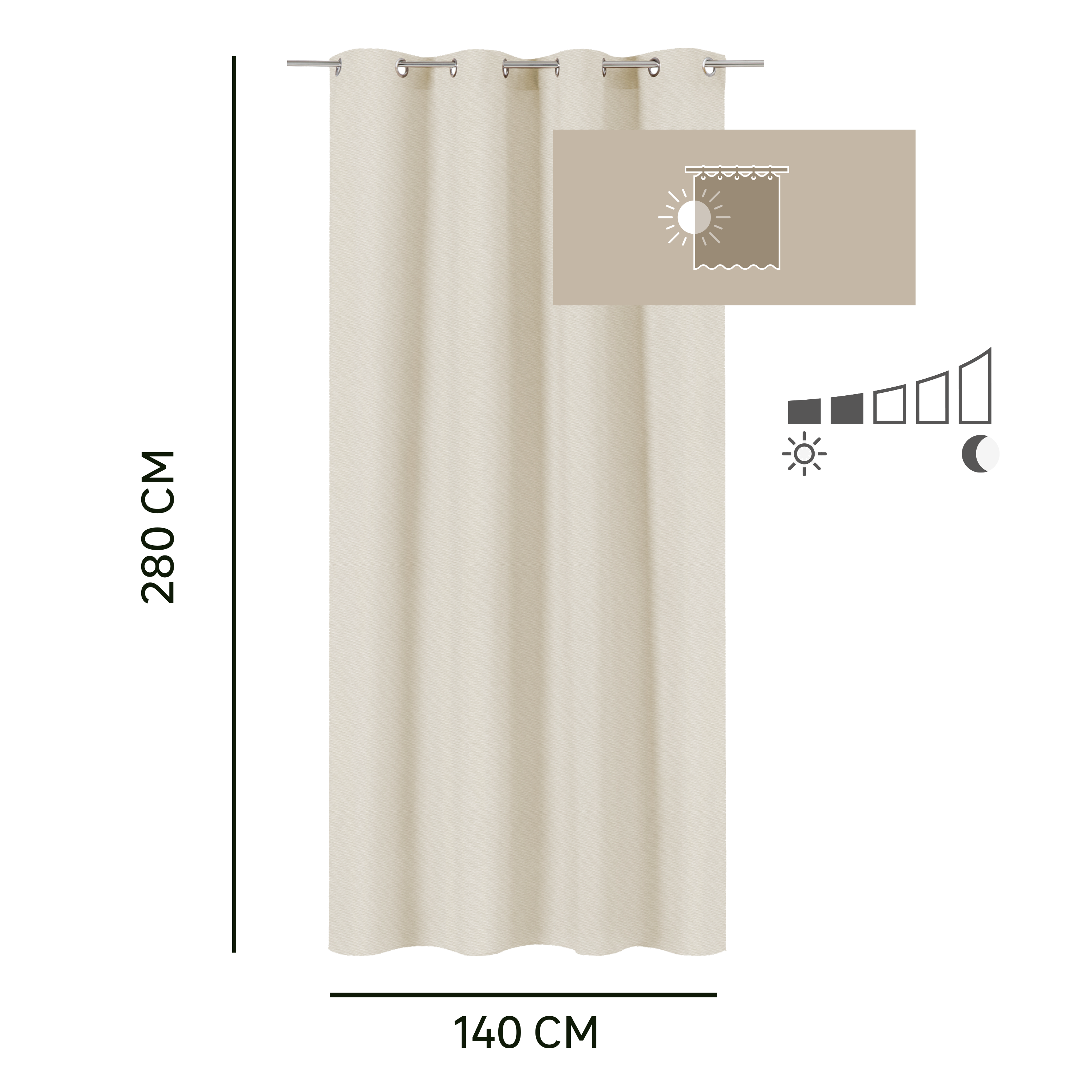 Cortinado ilhós Pharell 140x280cm trench 6 Inspire - 5