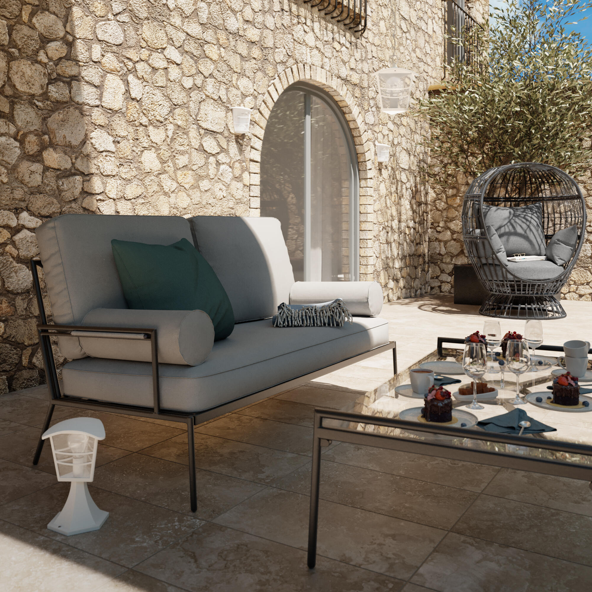 Półkinkiet zewnętrzny Palama IP44 biały E27 60W Inspire - 2