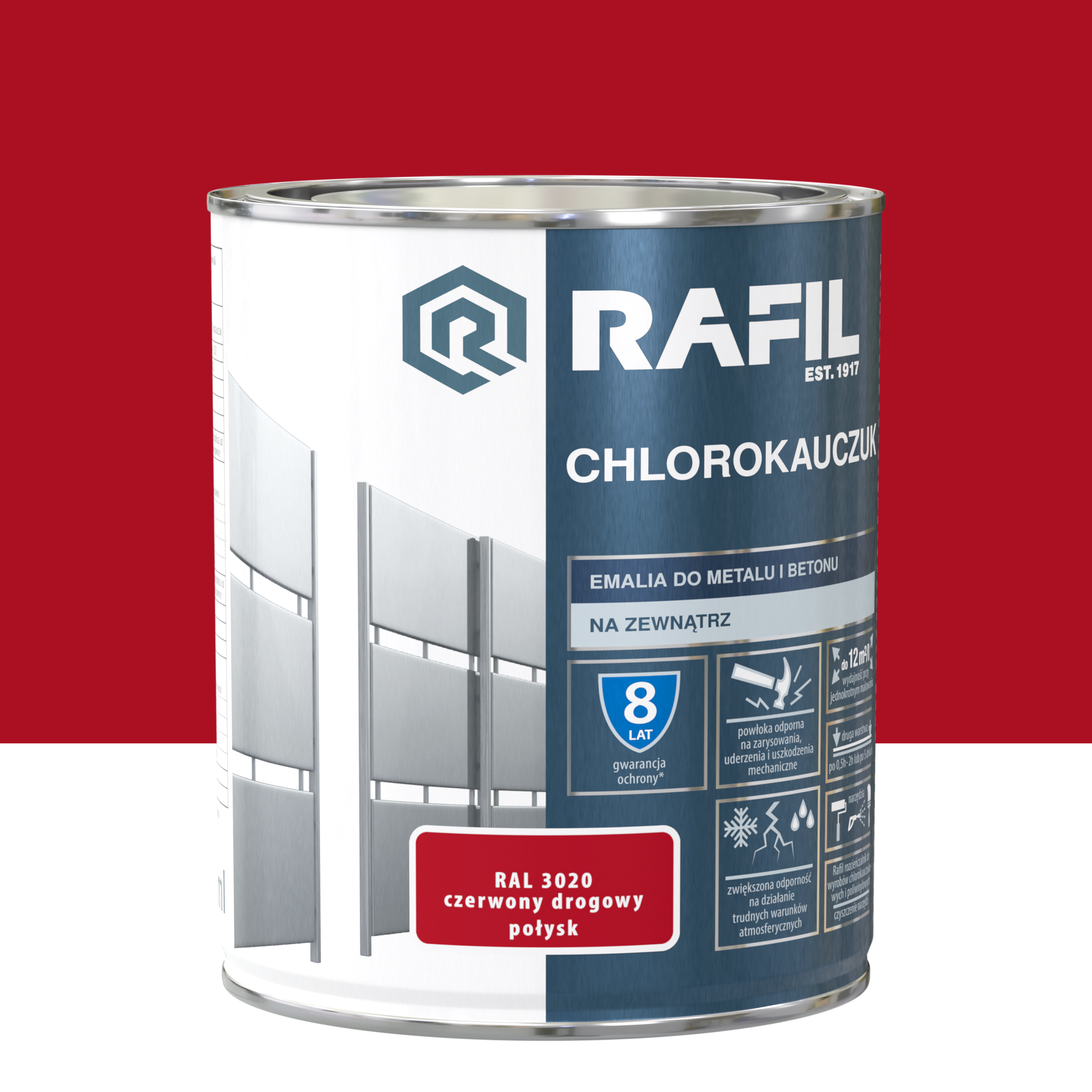 RAFIL Chlorok czerwony drogowy RAL3020 0,75L
