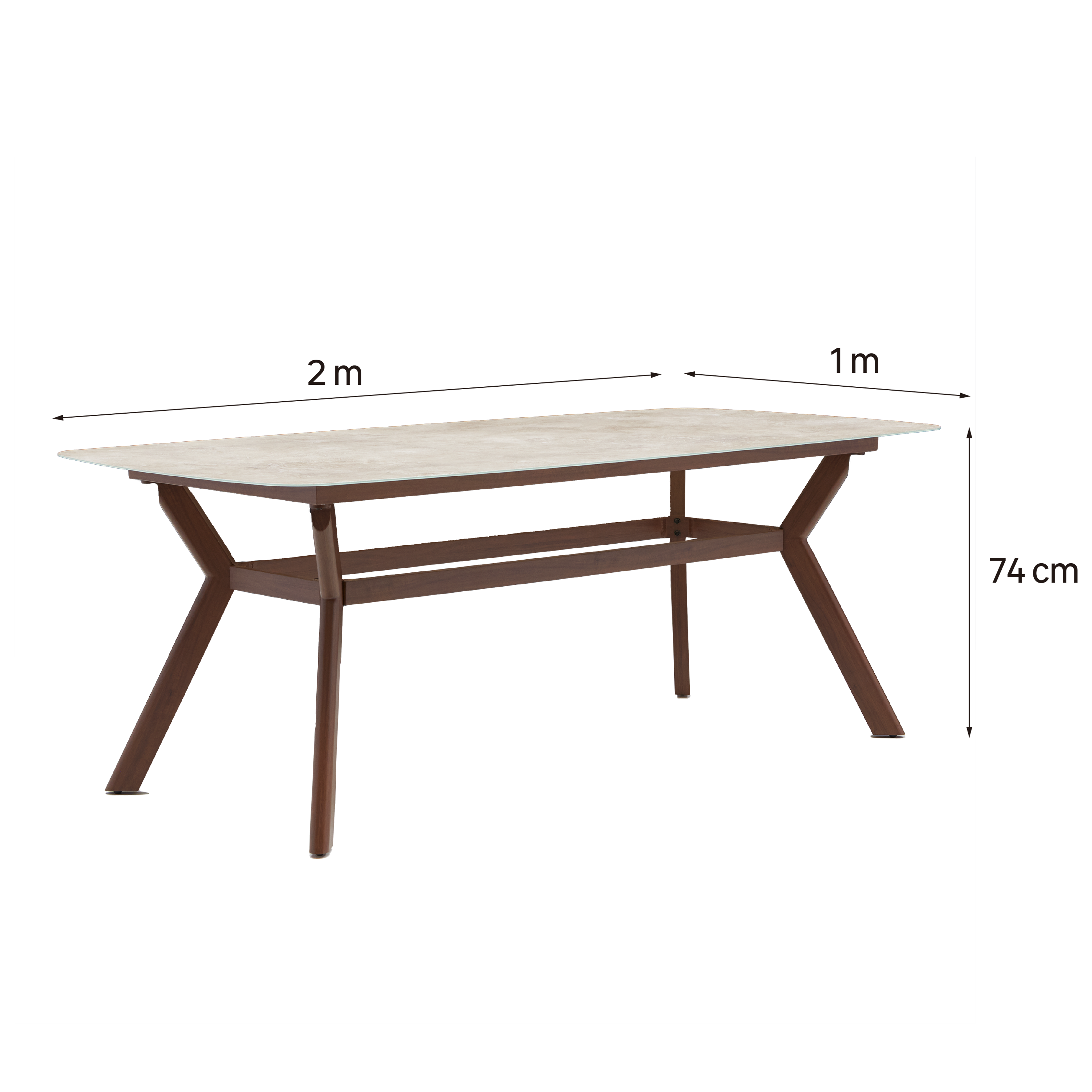 Tavolo da pranzo per giardino Retro NATERIAL in alluminio con piano in vetro beige per 6 persone 100x200cm - 12