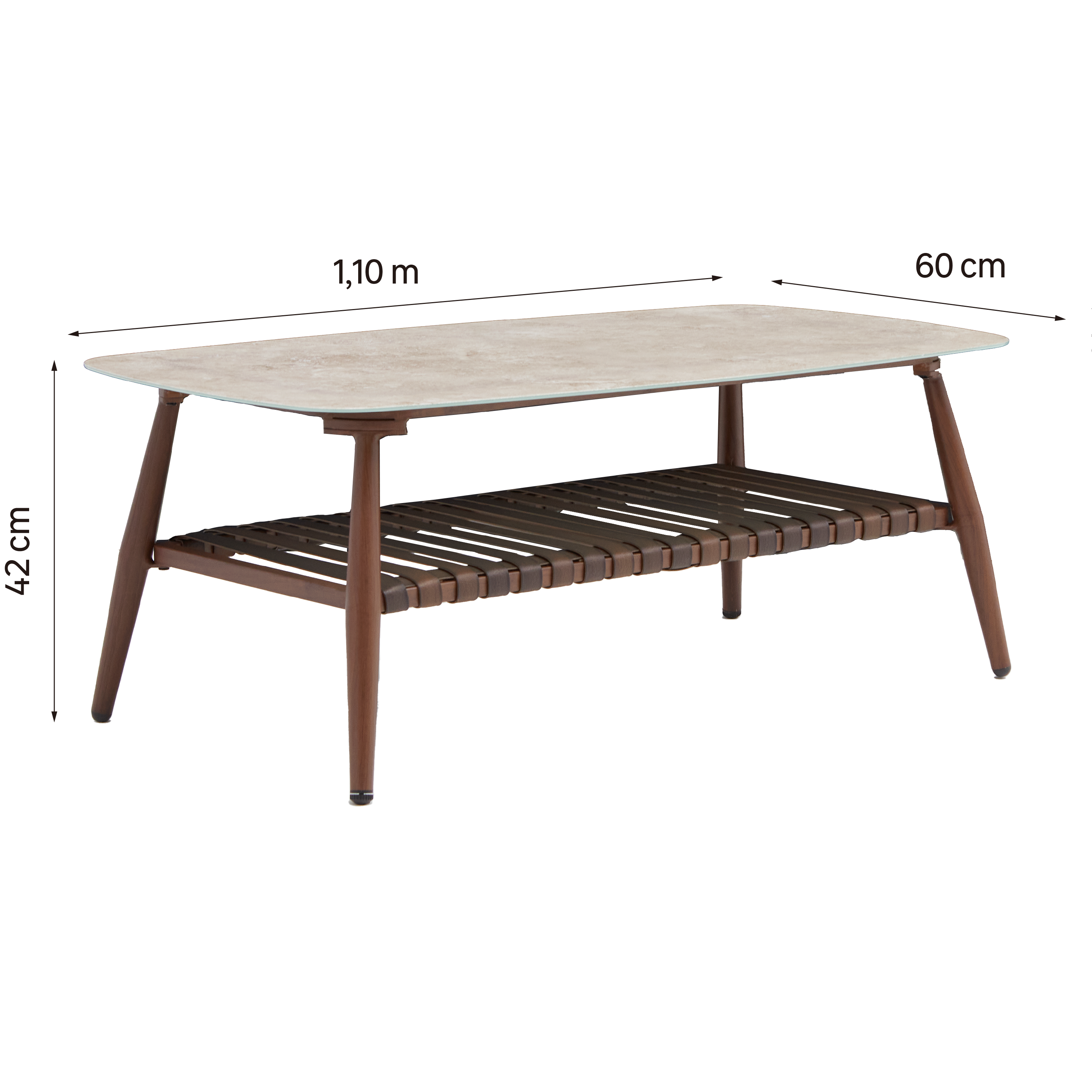 Table basse en aluminium effet bois et verre Retro NATERIAL - 5