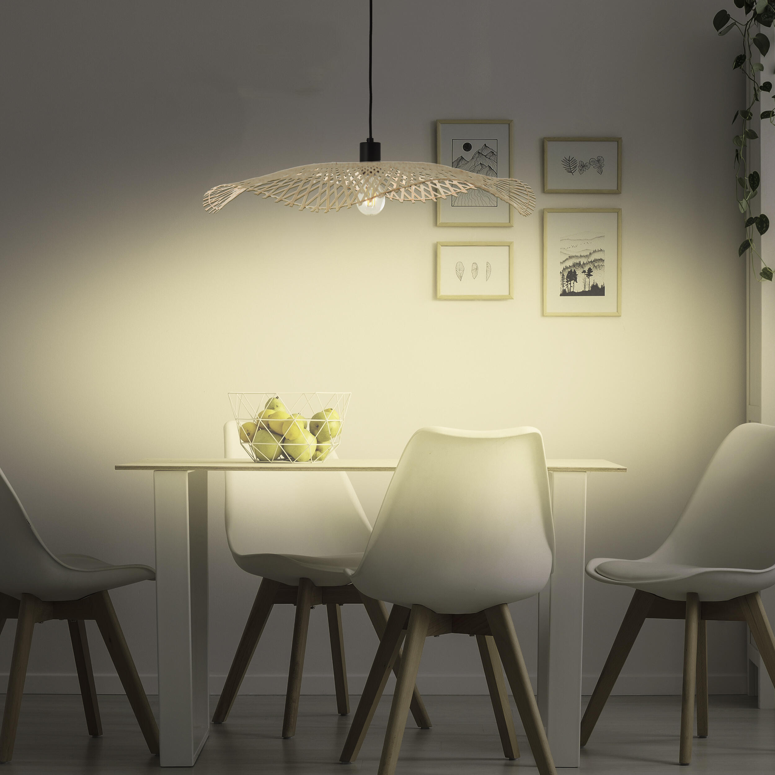 Candeeiro de teto suspenso E27 d 70 cm 1 luz bambo natural Inspire Pizzi - 27