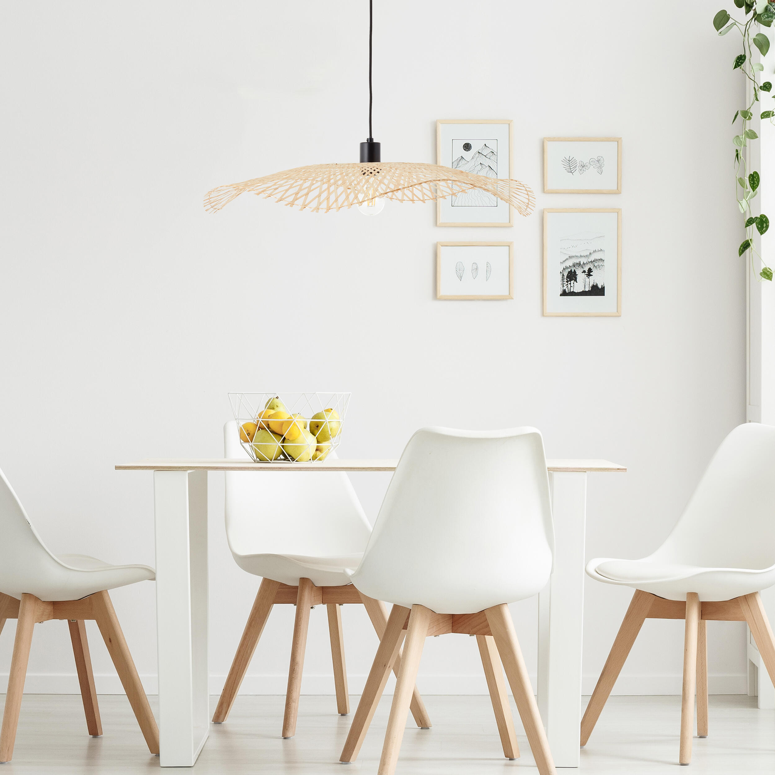 Candeeiro de teto suspenso E27 d 70 cm 1 luz bambo natural Inspire Pizzi - 26
