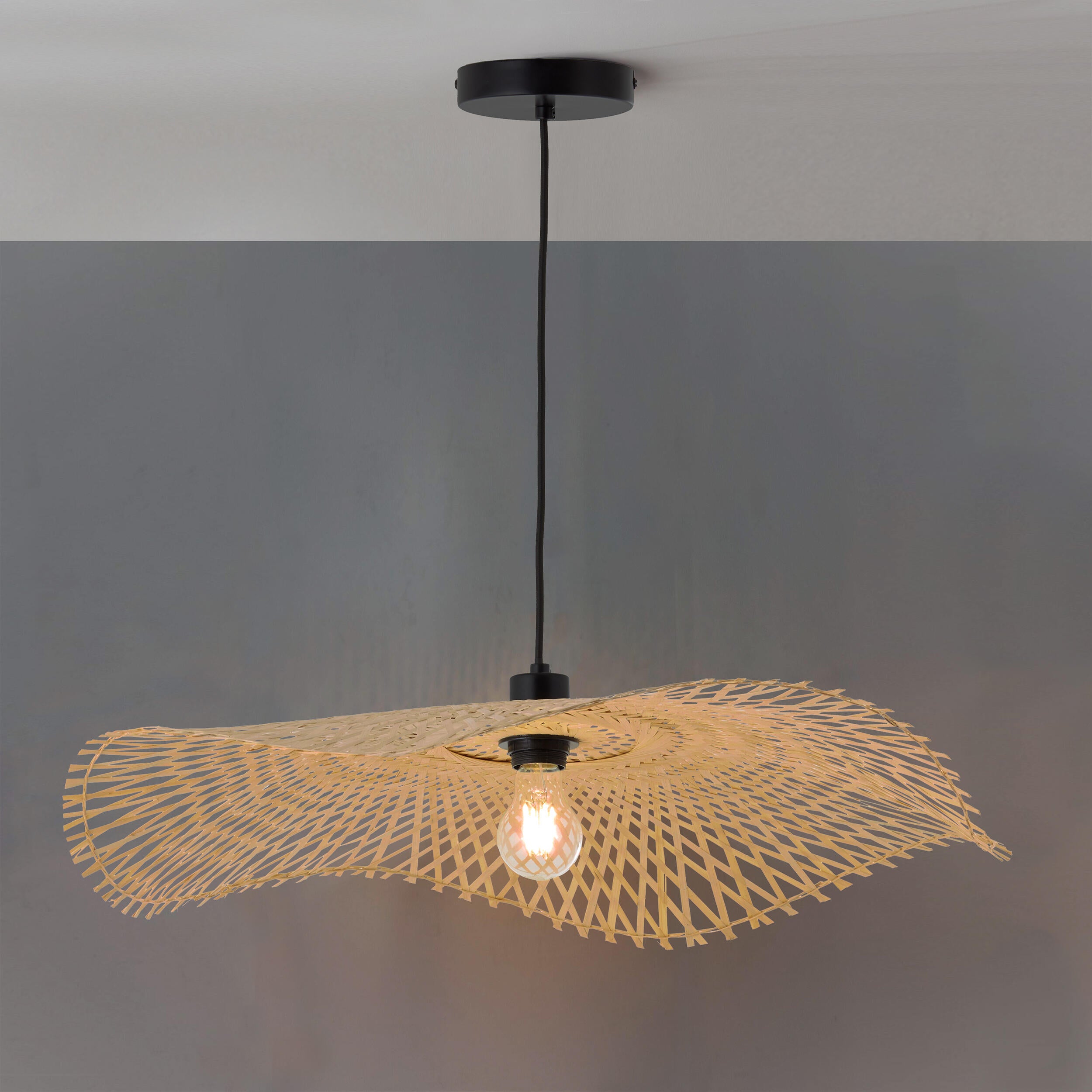Candeeiro de teto suspenso E27 d 70 cm 1 luz bambo natural Inspire Pizzi - 25