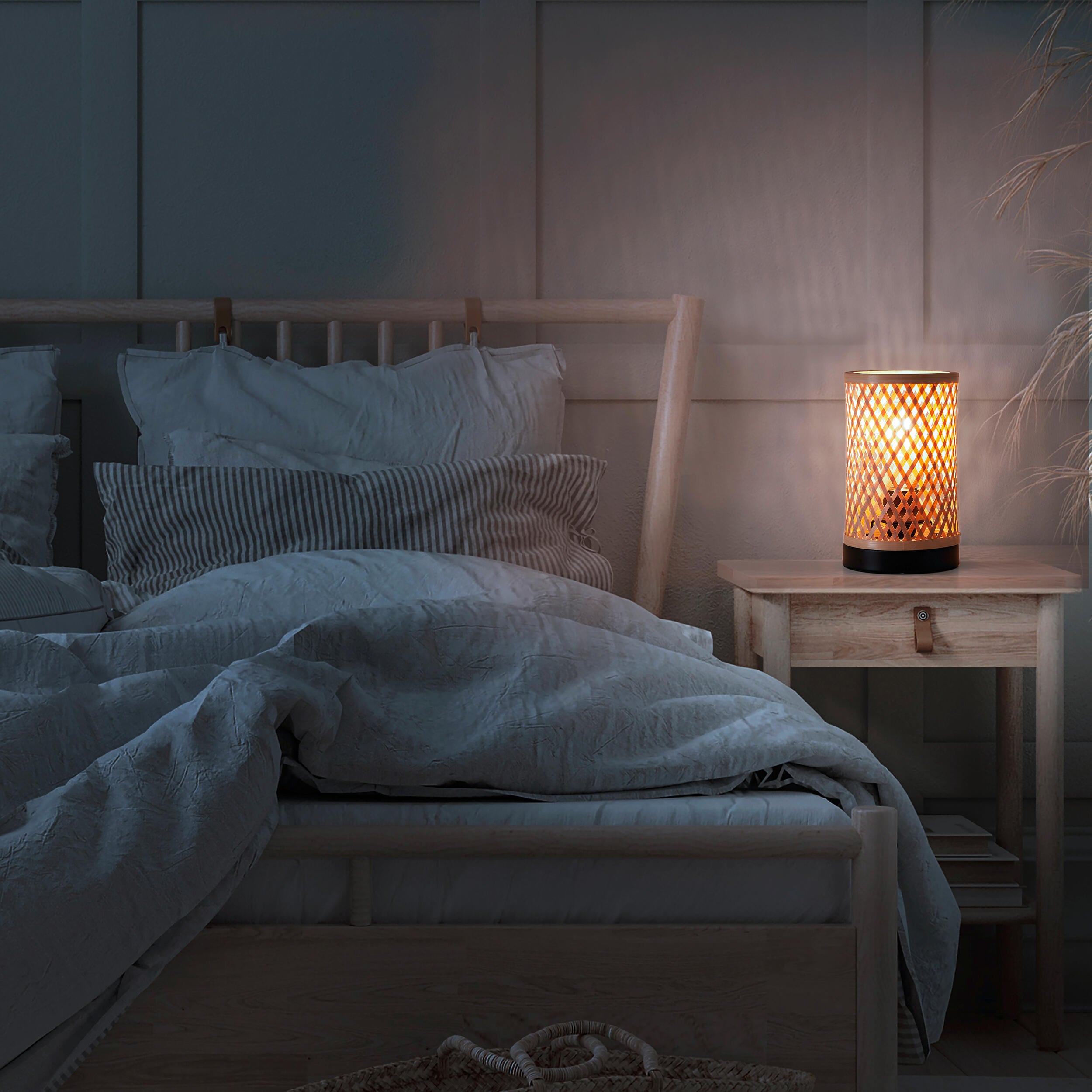 Candeeiro de mesa E27 1 luz bambo preto Inspire Ninon - 12