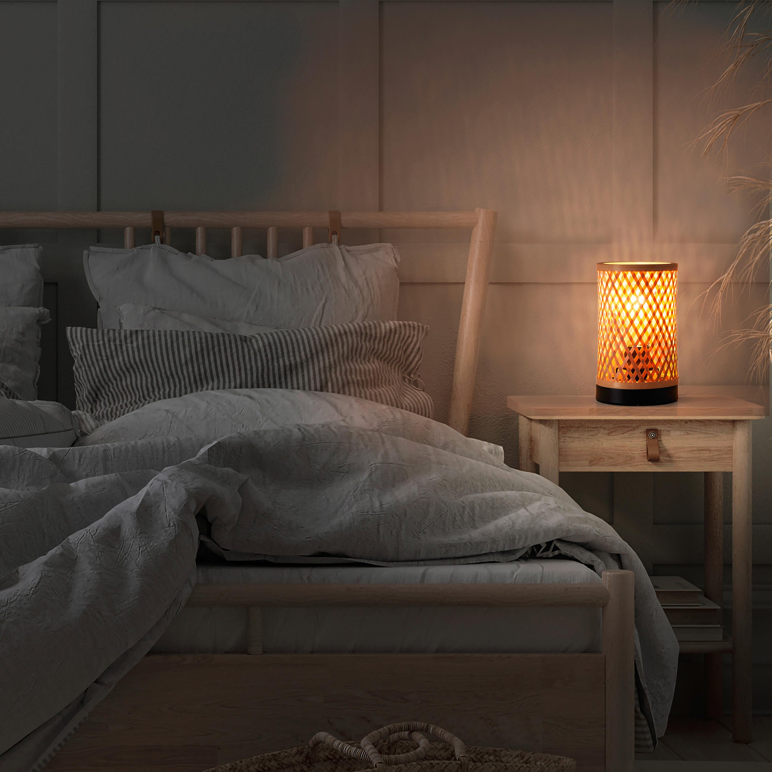 Candeeiro de mesa E27 1 luz bambo preto Inspire Ninon - 11