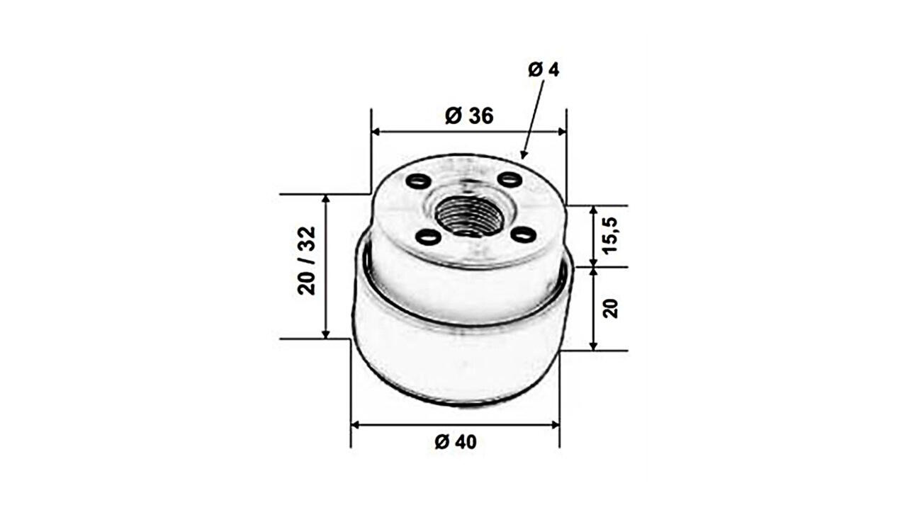4 Pés reguláveis plástico preto 40x20 mm Interfer - 2