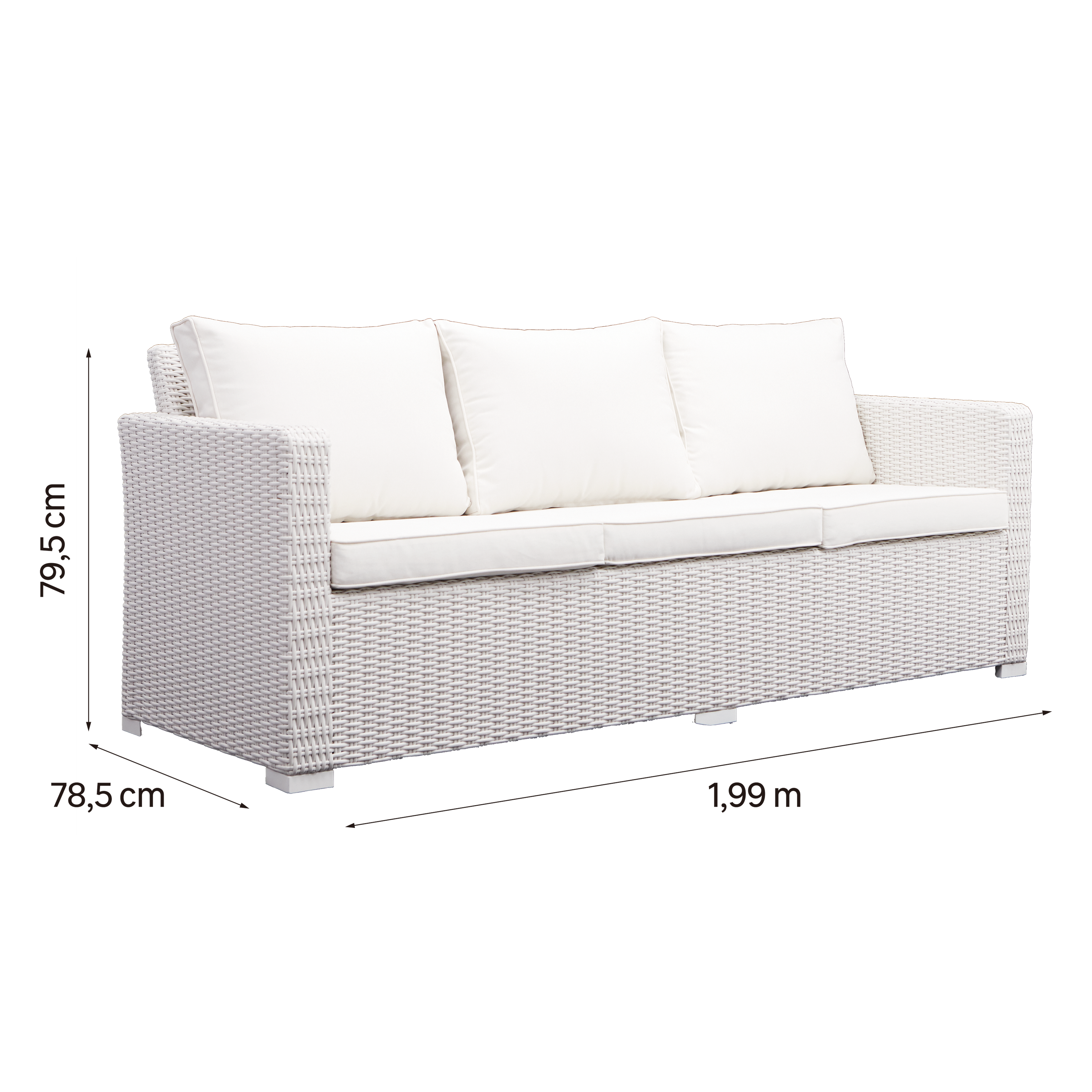 Sofá de jardín NATERIAL Luma de aluminio blanco 3 plazas - 5