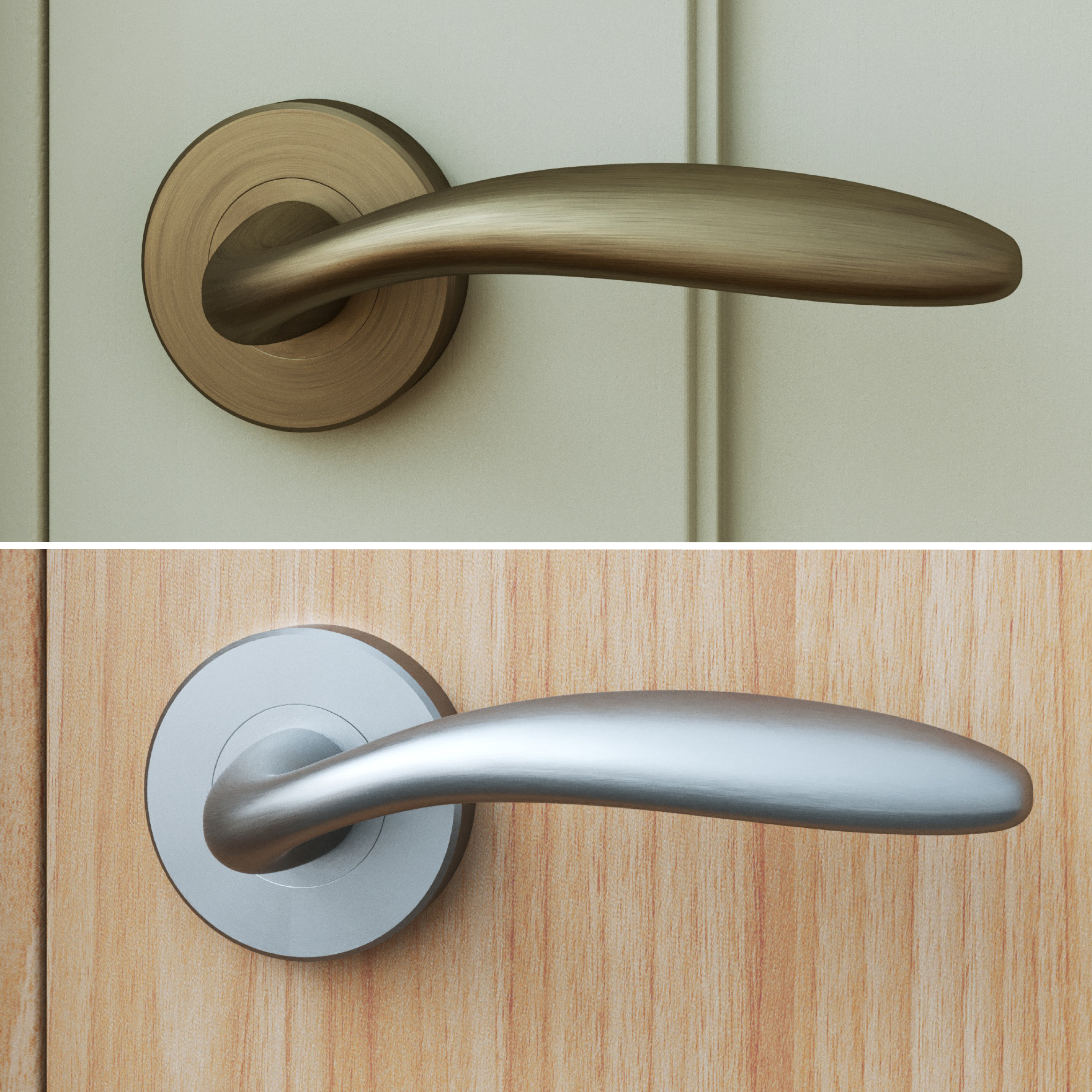 Poignée sur Rosace Agathe finition Nickel et finition laiton antique - 3