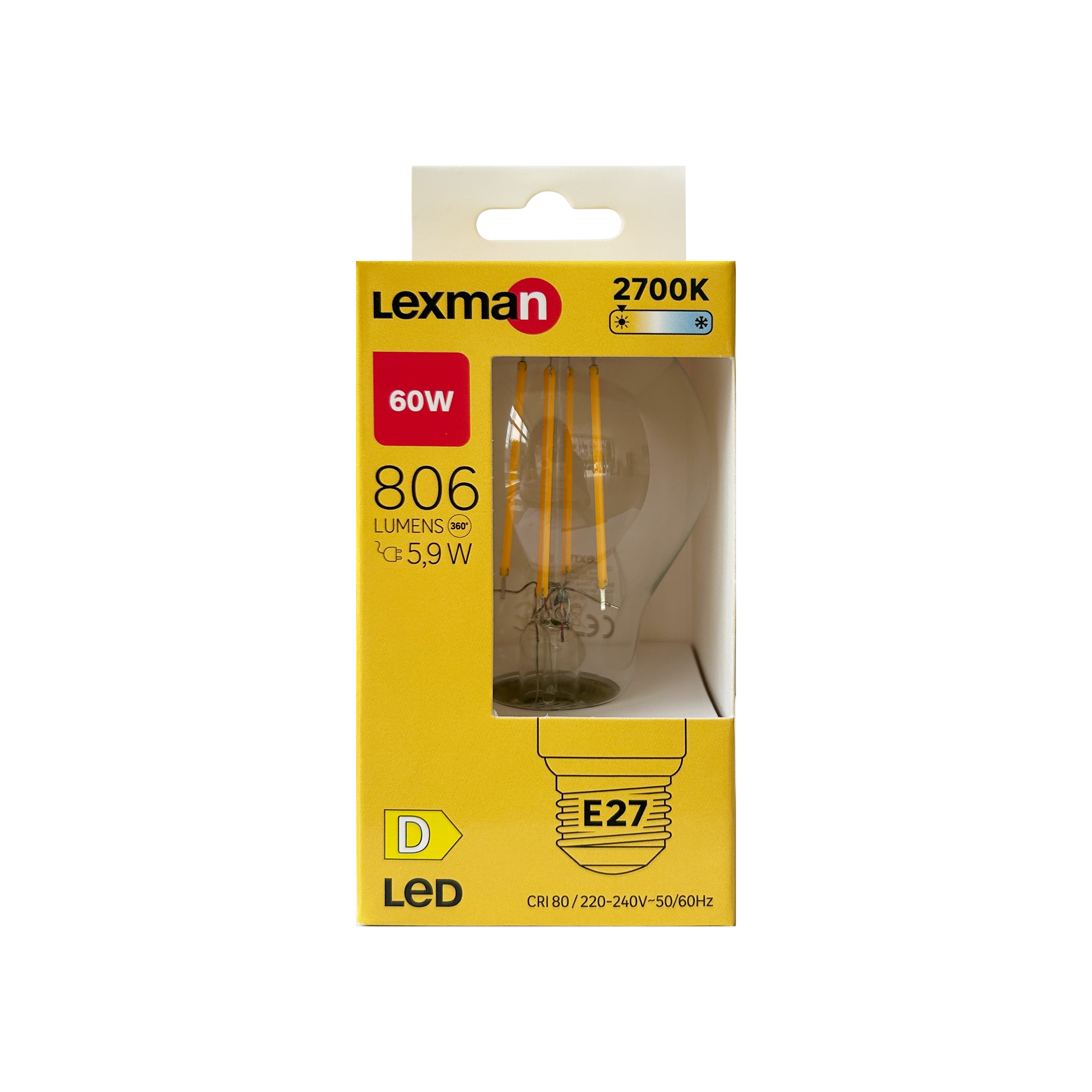 Ampoule led E27, 806lm = 60W, blanc chaud, LEXMAN - 4