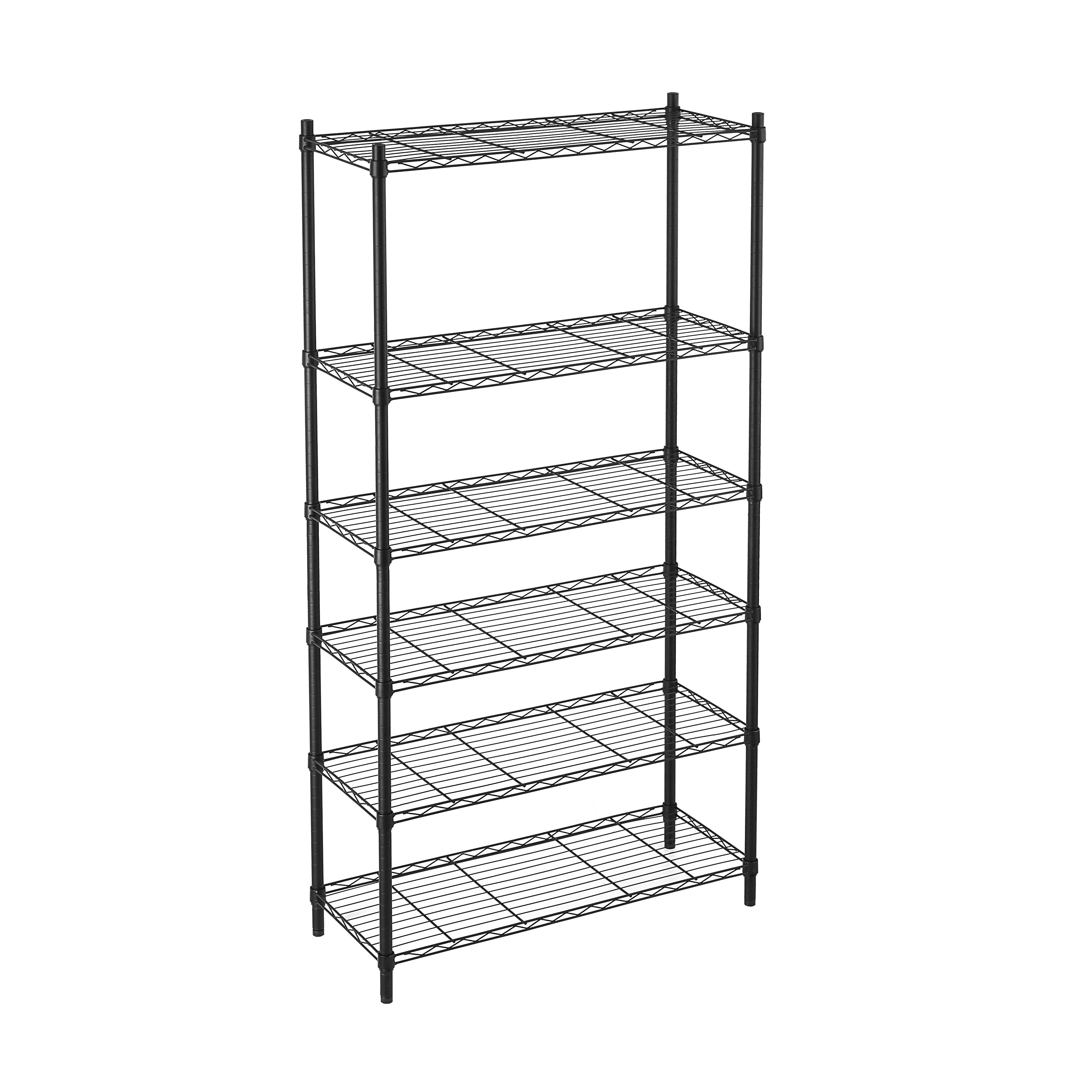 Estantería metálica cromada negro spaceo, 6 baldas, 50 kg por balda,180x90x35 cm