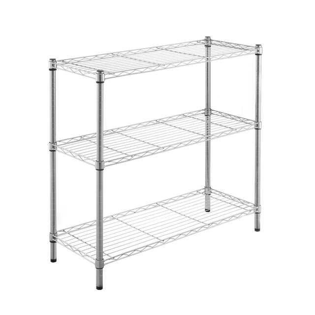 Etagère acier chromé SPACEO 3 tablettes, l.90 x H.90 x P.35 cm