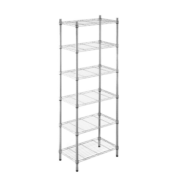 Etagère acier chromé SPACEO 6 tablettes, l.60 x H.180 x P.35 cm