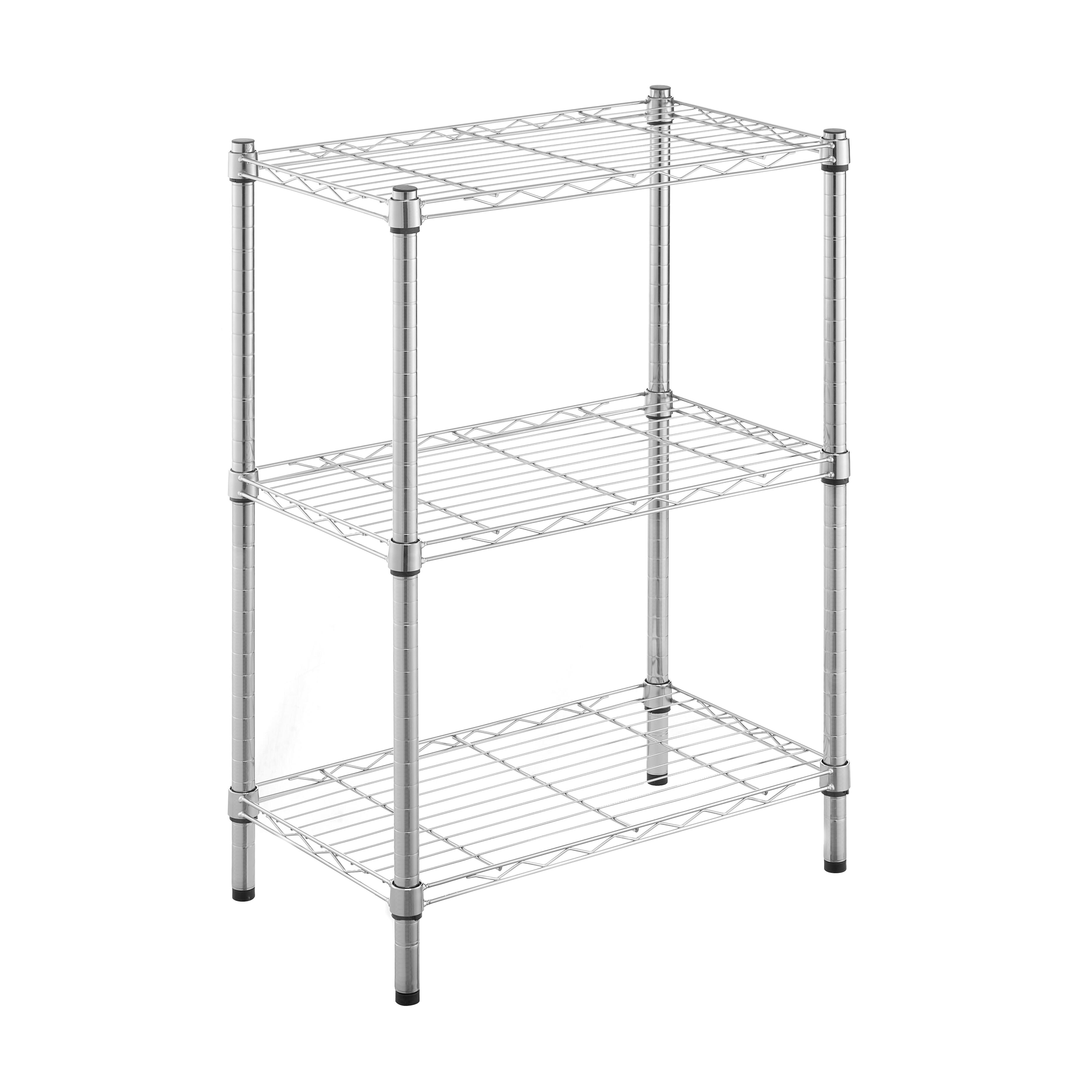 Estantería metálica cromada spaceo, 3 baldas, 50 kg por balda, 90x60x35 cm