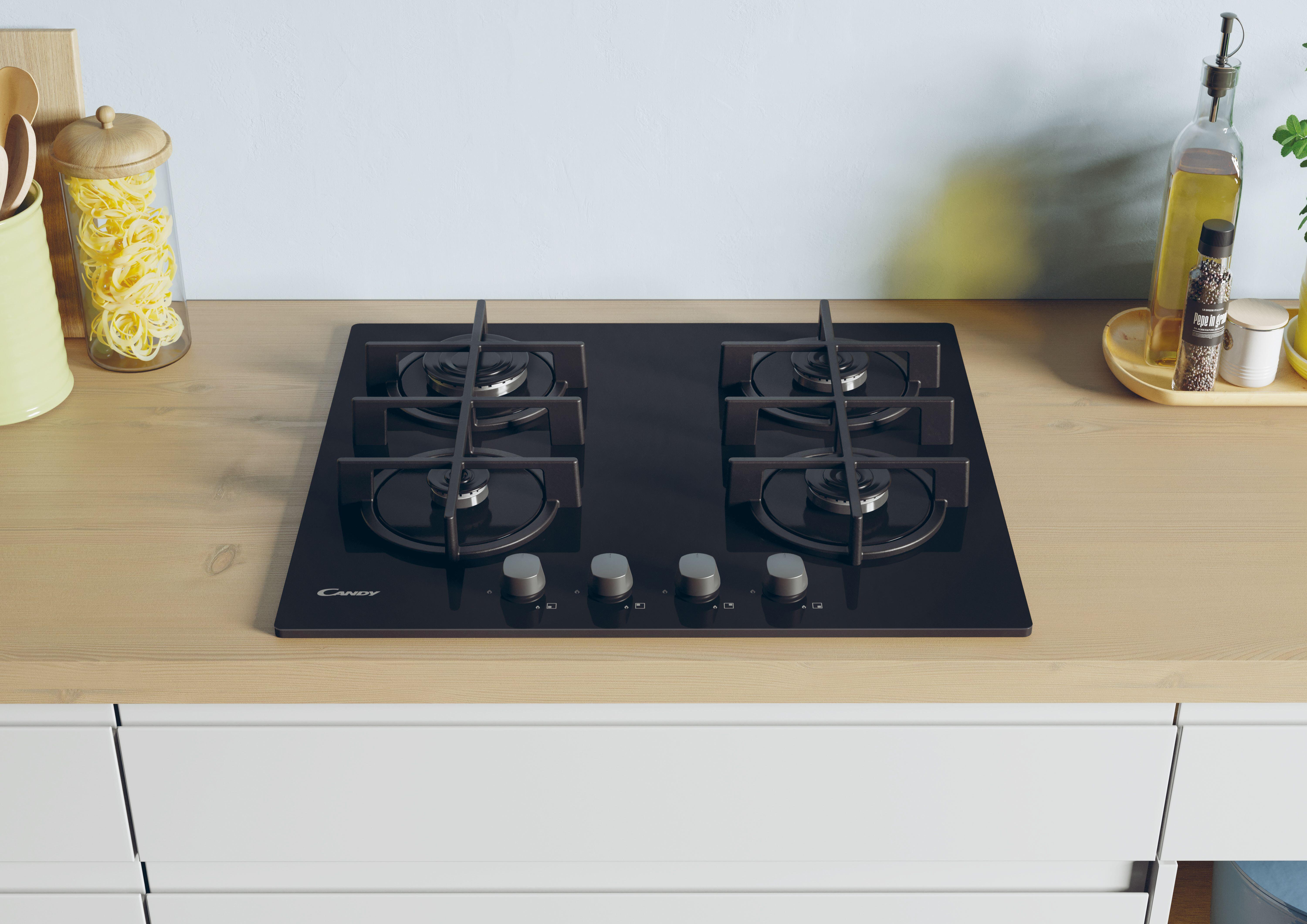 Plaque de Cuisson : Plaque de cuisson mixte (gaz et électrique) 60 cm  Céramique, Noir