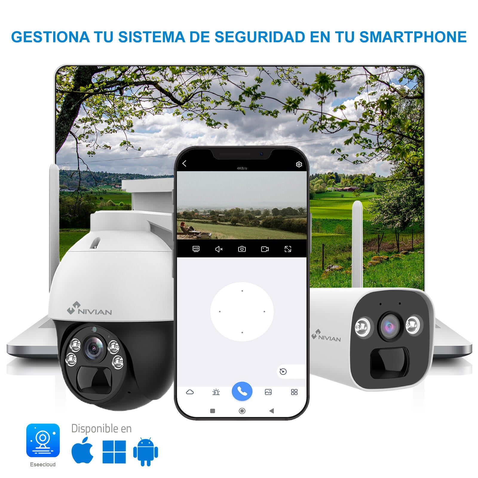 Cámara de vigilancia 4G motorizada a bateria NIVIAN con panel solar - 2